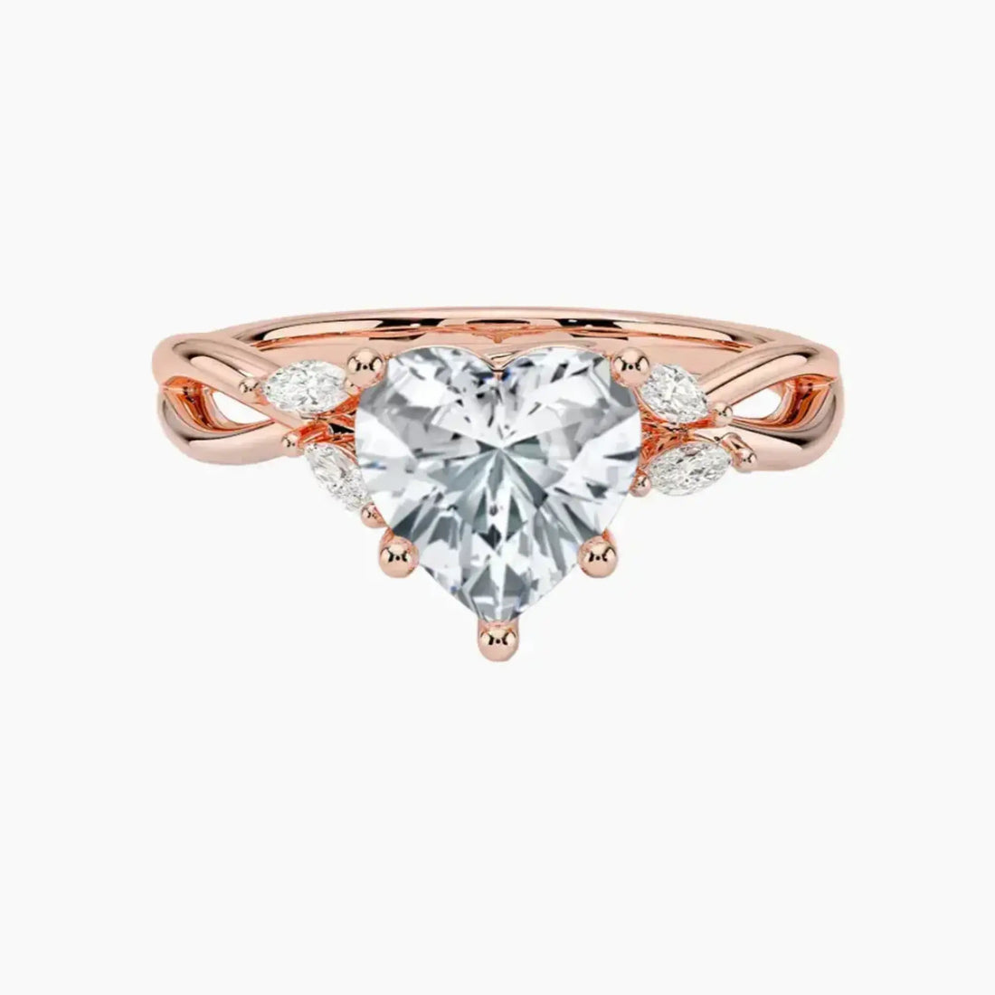 Amara Heart Designer 2 Carat Lab Grown Diamond Engagement Ring in 14K White Gold