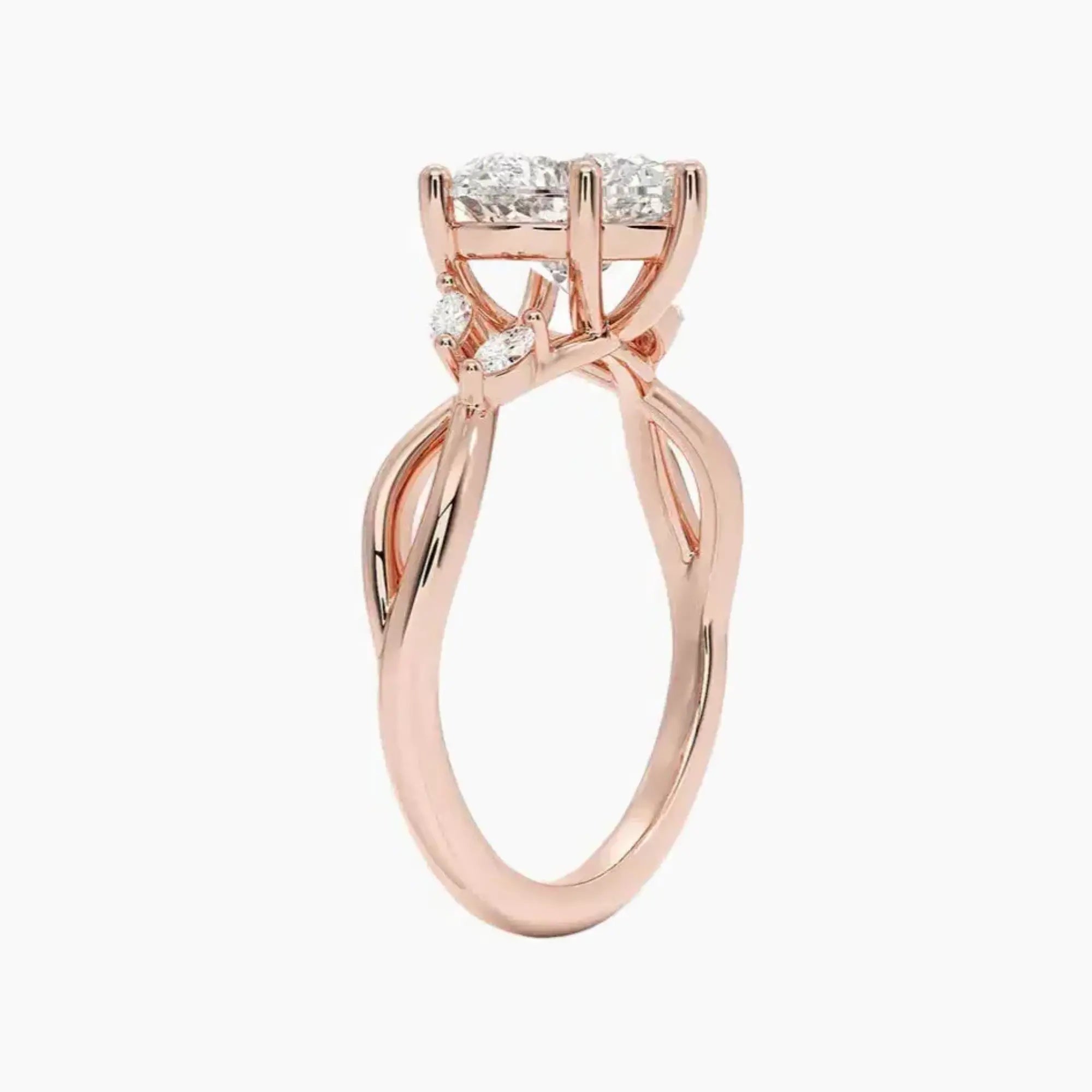 Amara Heart Designer 3 Carat Lab Grown Diamond Engagement Ring in 14K Rose Gold