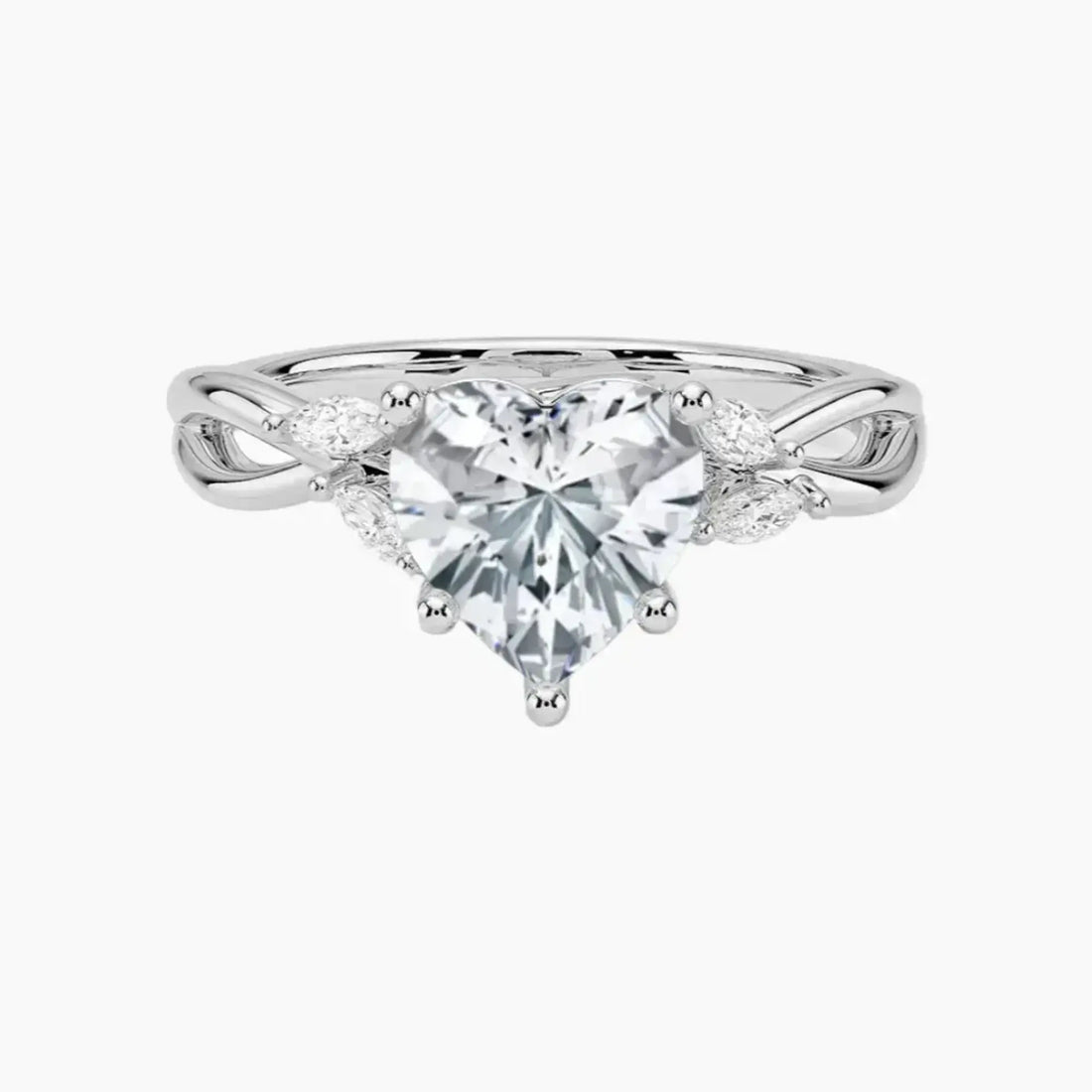 Amara Heart Designer Diamond Ring Setting in 14K White Gold