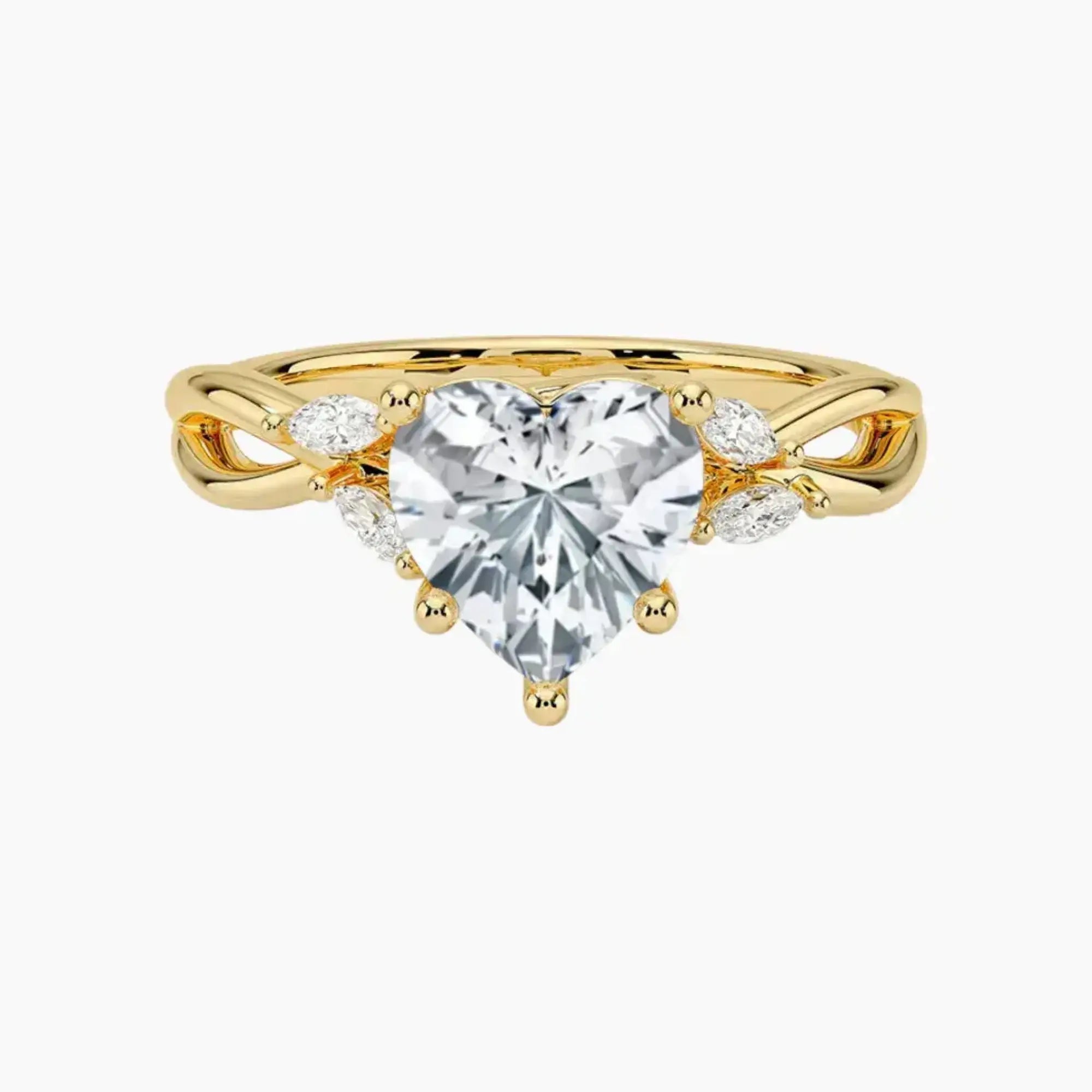 Amara Heart Designer Diamond Ring Setting in 14K White Gold