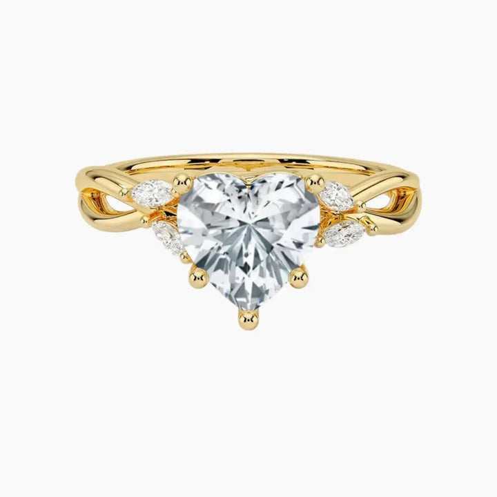 Amara Heart Designer 2.5 Carat Lab Grown Diamond Engagement Ring in 18K Yellow Gold