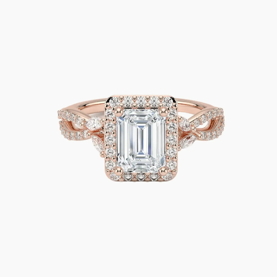 Nerissa Emerald Designer Diamond Ring Setting in 14K Yellow Gold
