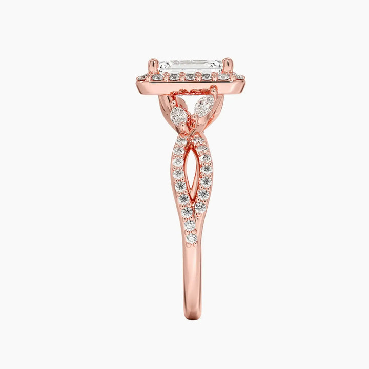 Nerissa Emerald Designer 3 Carat Lab Grown Diamond Engagement Ring in 18K Yellow Gold