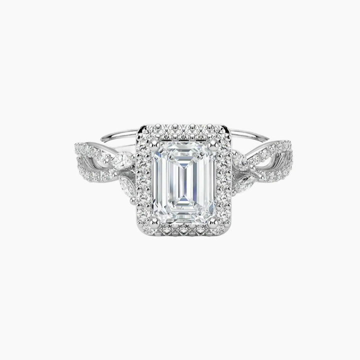 Nerissa Emerald Designer 2 Carat Lab Grown Diamond Engagement Ring in 14K White Gold
