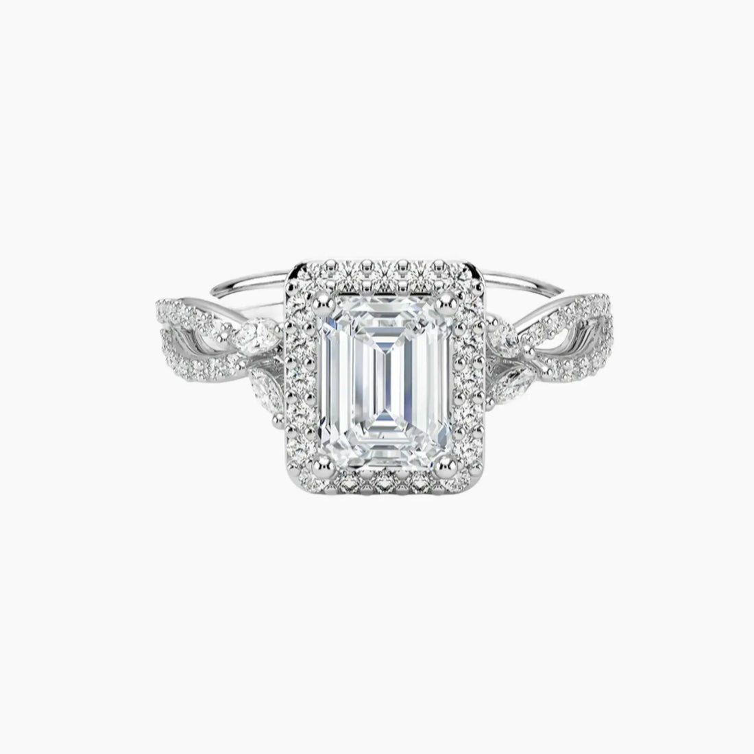 Nerissa Emerald Designer Diamond Ring Setting in 18K Rose Gold