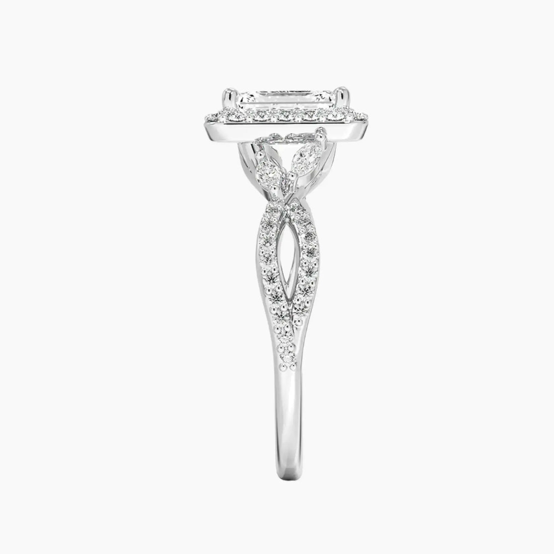 Nerissa Emerald Designer 3 Carat Lab Grown Diamond Engagement Ring in 14K White Gold
