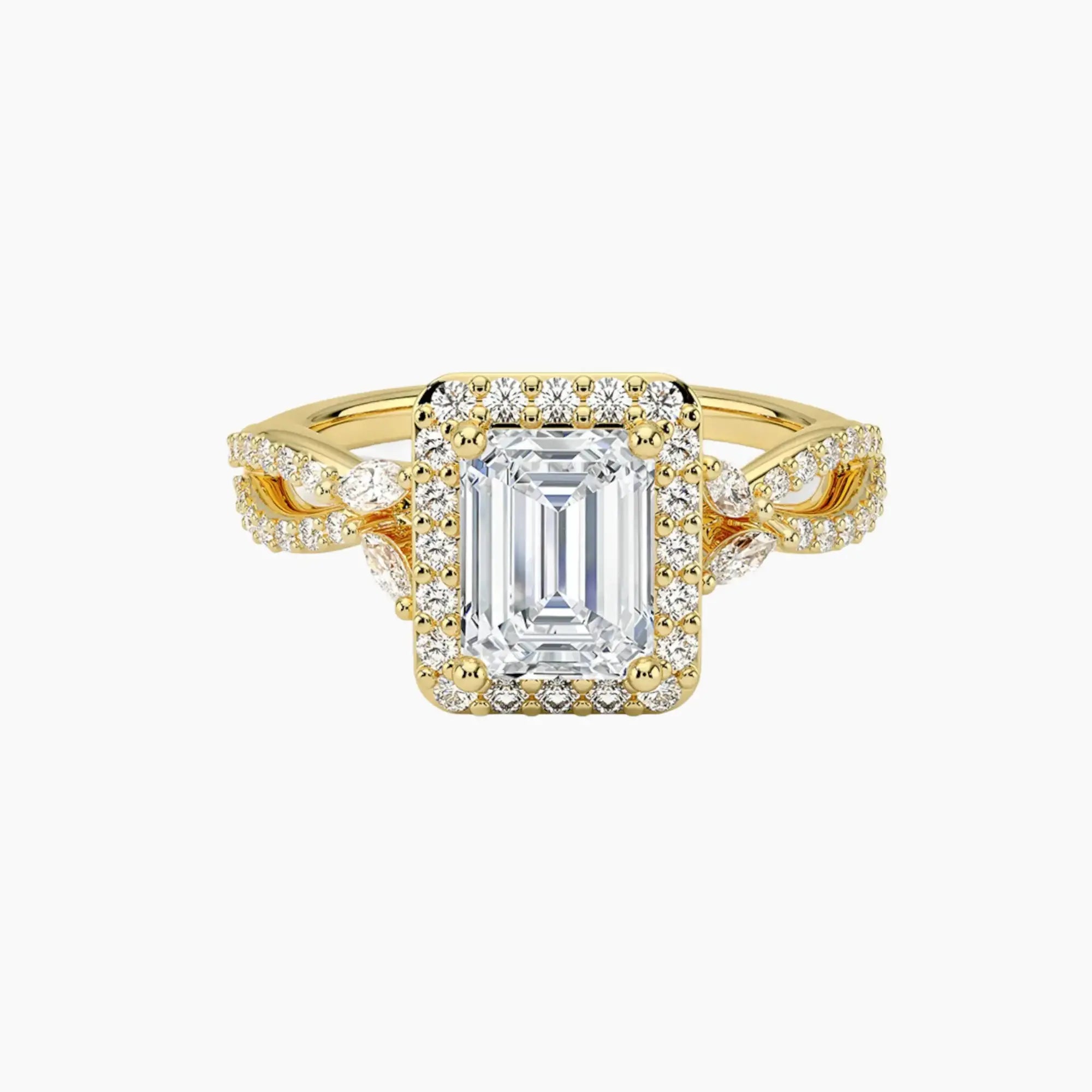 Nerissa Emerald Designer Diamond Ring Setting in 18K Yellow Gold