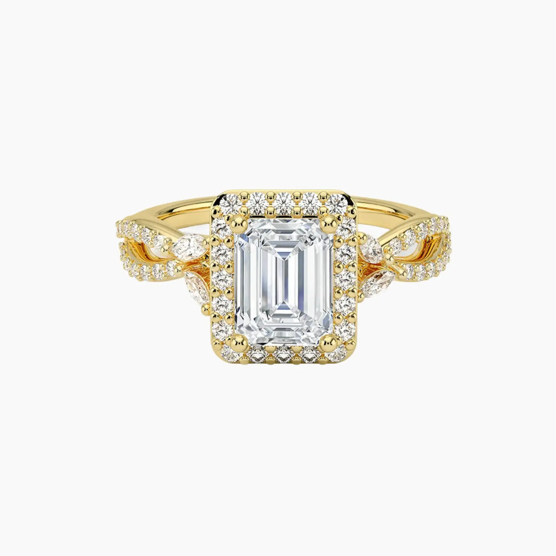 Nerissa Emerald Designer Diamond Ring Setting in 18K Yellow Gold