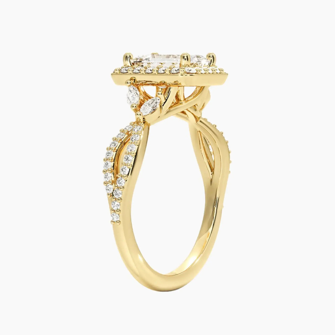 Nerissa Emerald Designer 1.5 Carat Lab Grown Diamond Engagement Ring in 14K Yellow Gold