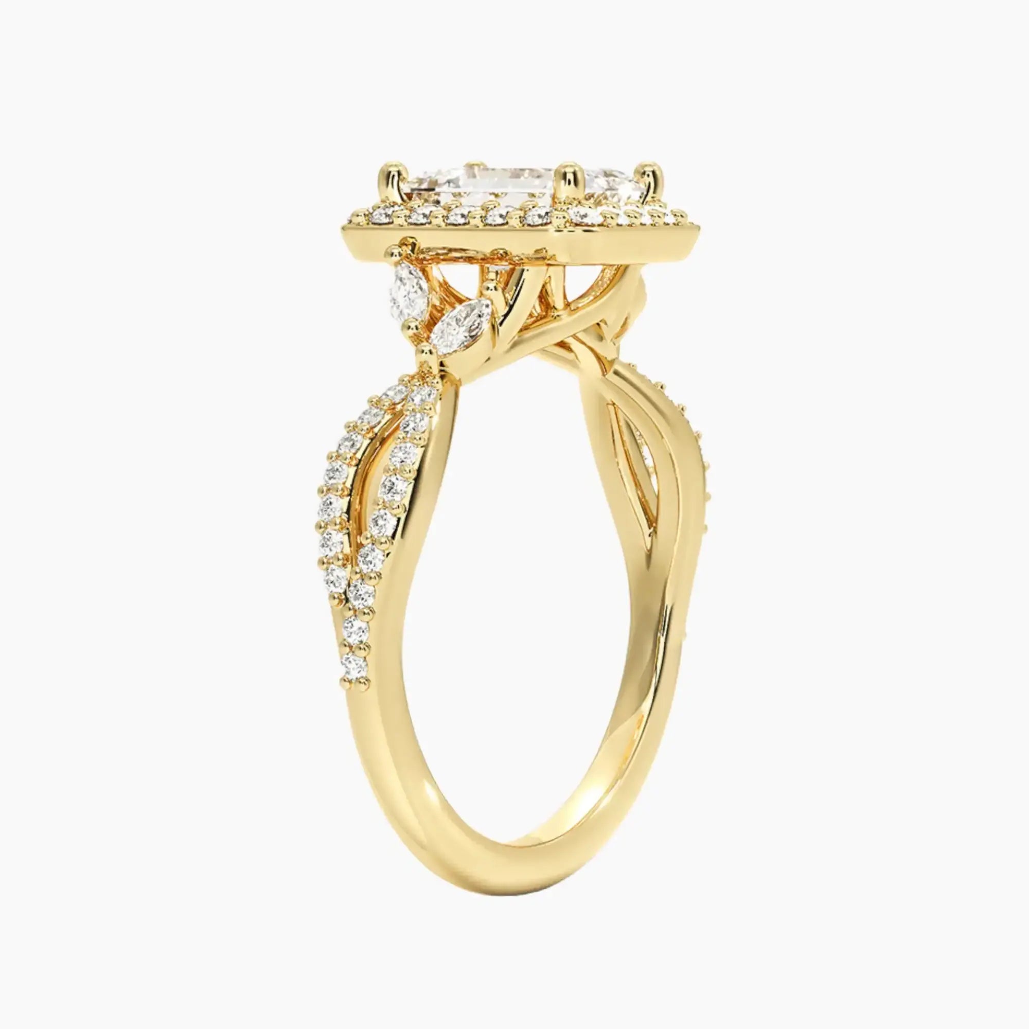 Nerissa Emerald Designer 1.5 Carat Lab Grown Diamond Engagement Ring in 18K White Gold