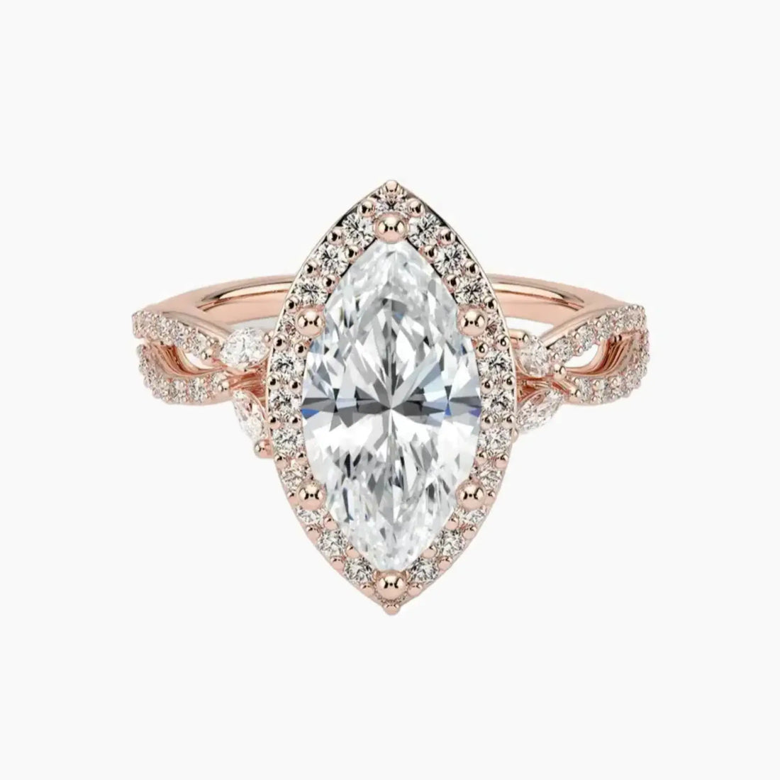 Nerissa Marquise Designer 2.5 Carat Lab Grown Diamond Engagement Ring in 14K Rose Gold