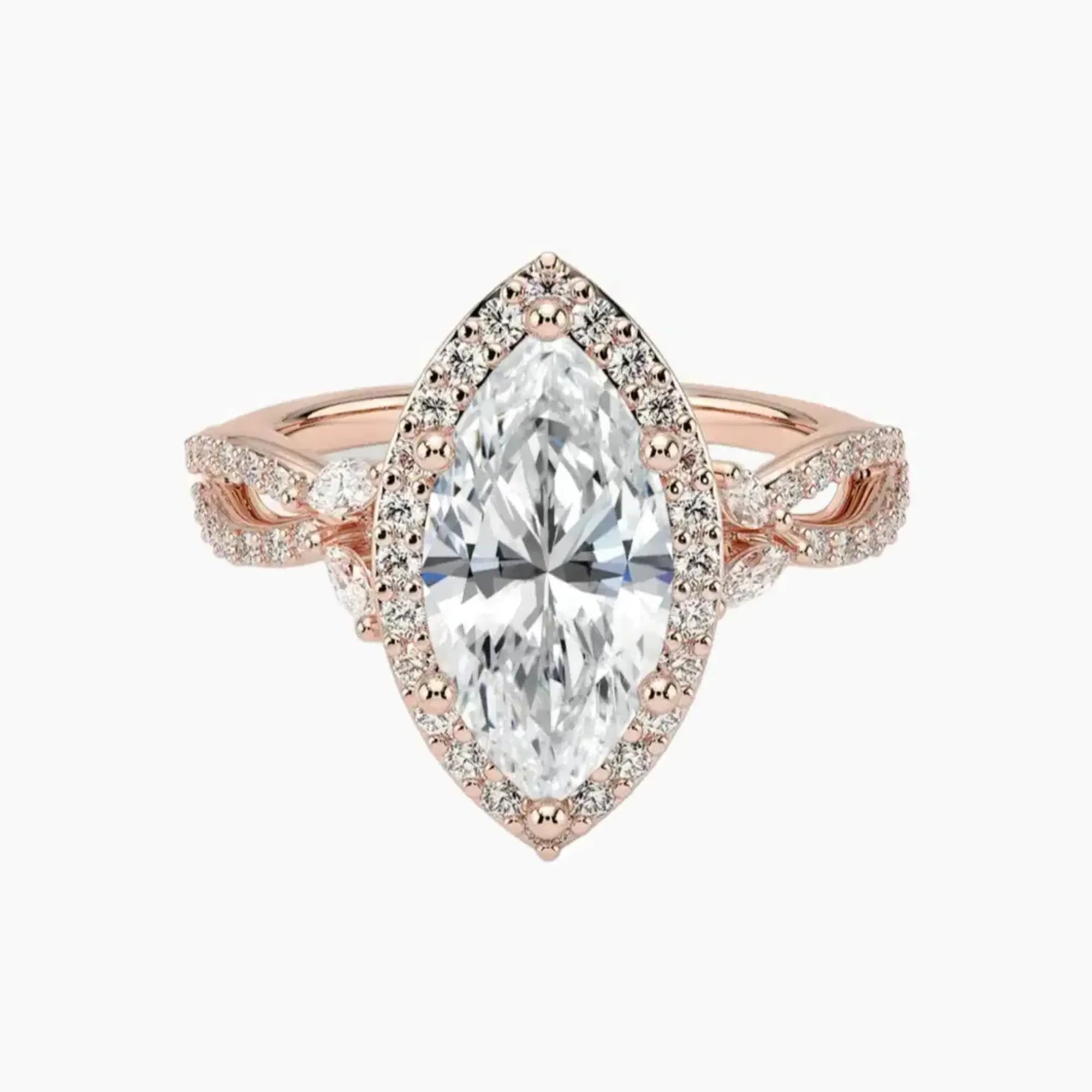 Nerissa Marquise Designer 3 Carat Lab Grown Diamond Engagement Ring in 18K Rose Gold
