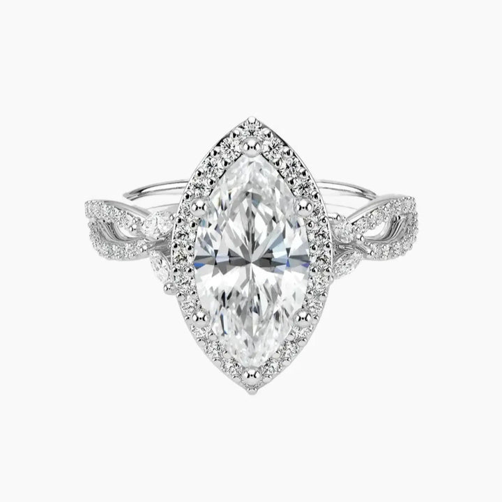 Nerissa Marquise Designer 3 Carat Lab Grown Diamond Engagement Ring in 14K White Gold