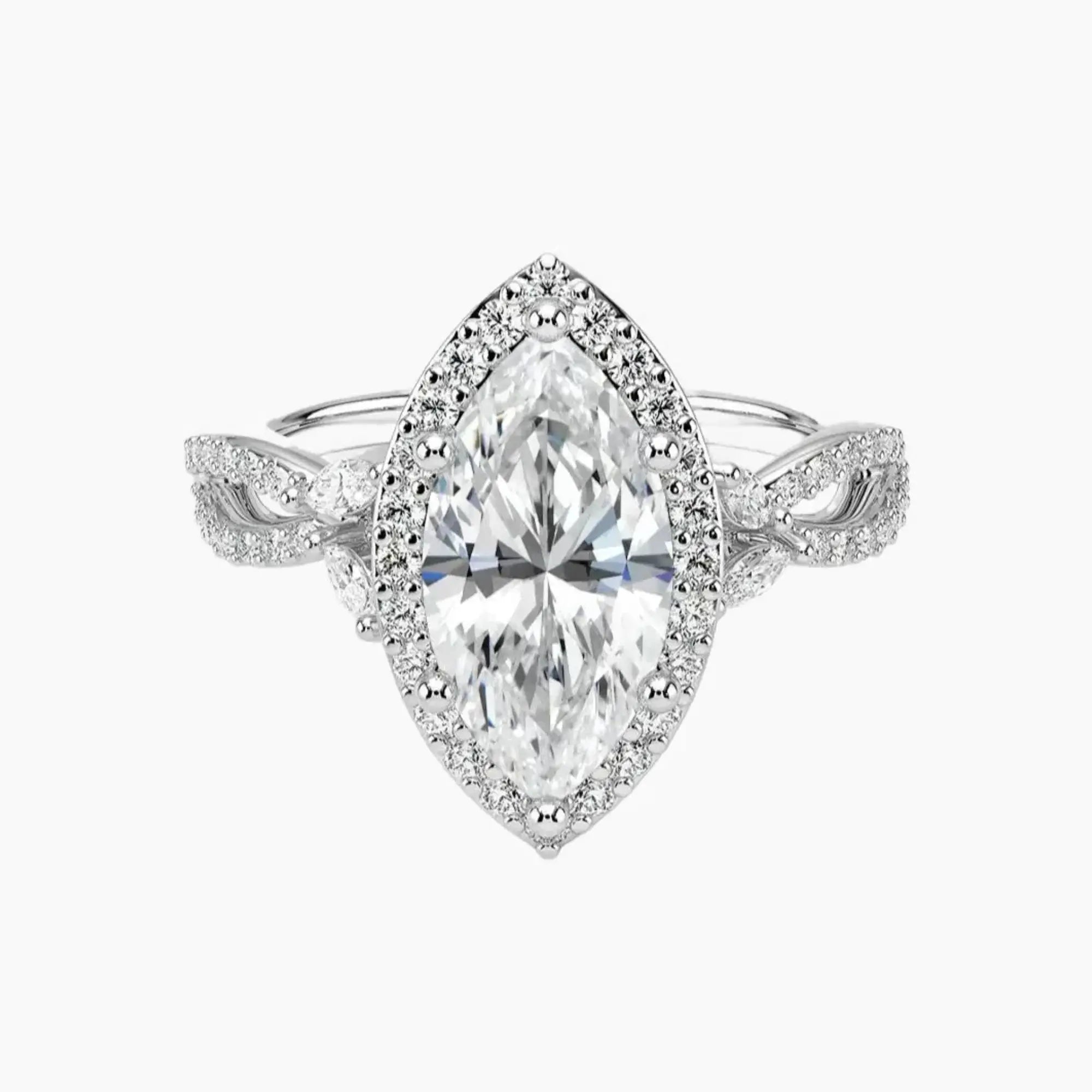 Nerissa Marquise Designer 1.5 Carat Lab Grown Diamond Engagement Ring in 14K White Gold