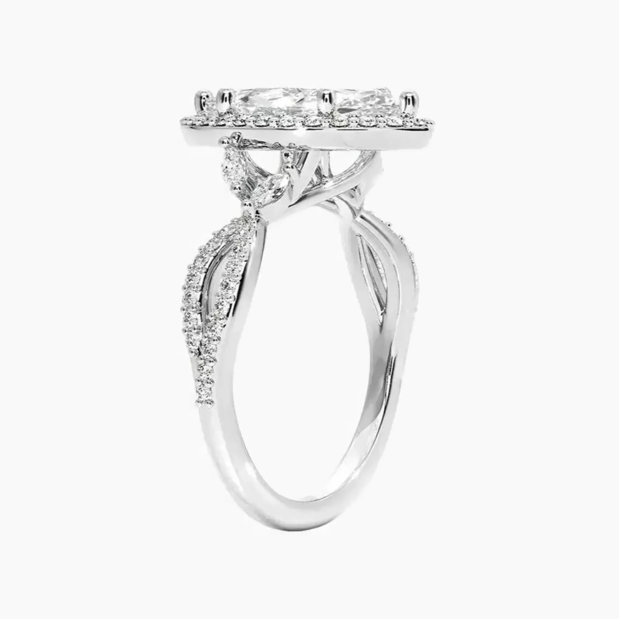 Nerissa Marquise Designer 3 Carat Lab Grown Diamond Engagement Ring in 14K White Gold