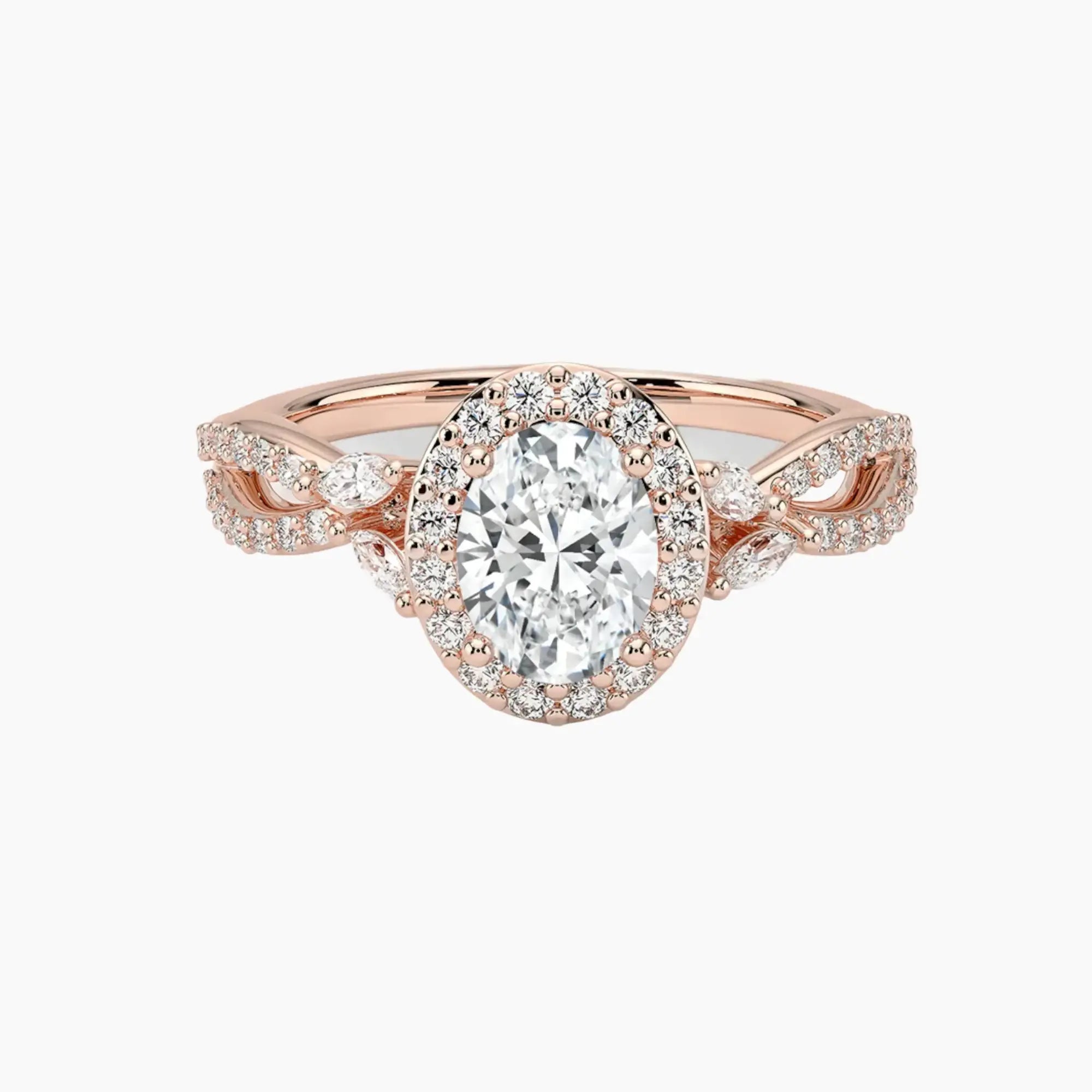 Nerissa Oval Designer 1 Carat Lab Grown Diamond Engagement Ring in 14K Yellow Gold