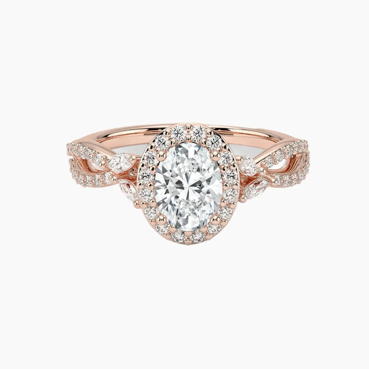 Nerissa Oval Designer 1.5 Carat Lab Grown Diamond Engagement Ring in 18K Rose Gold