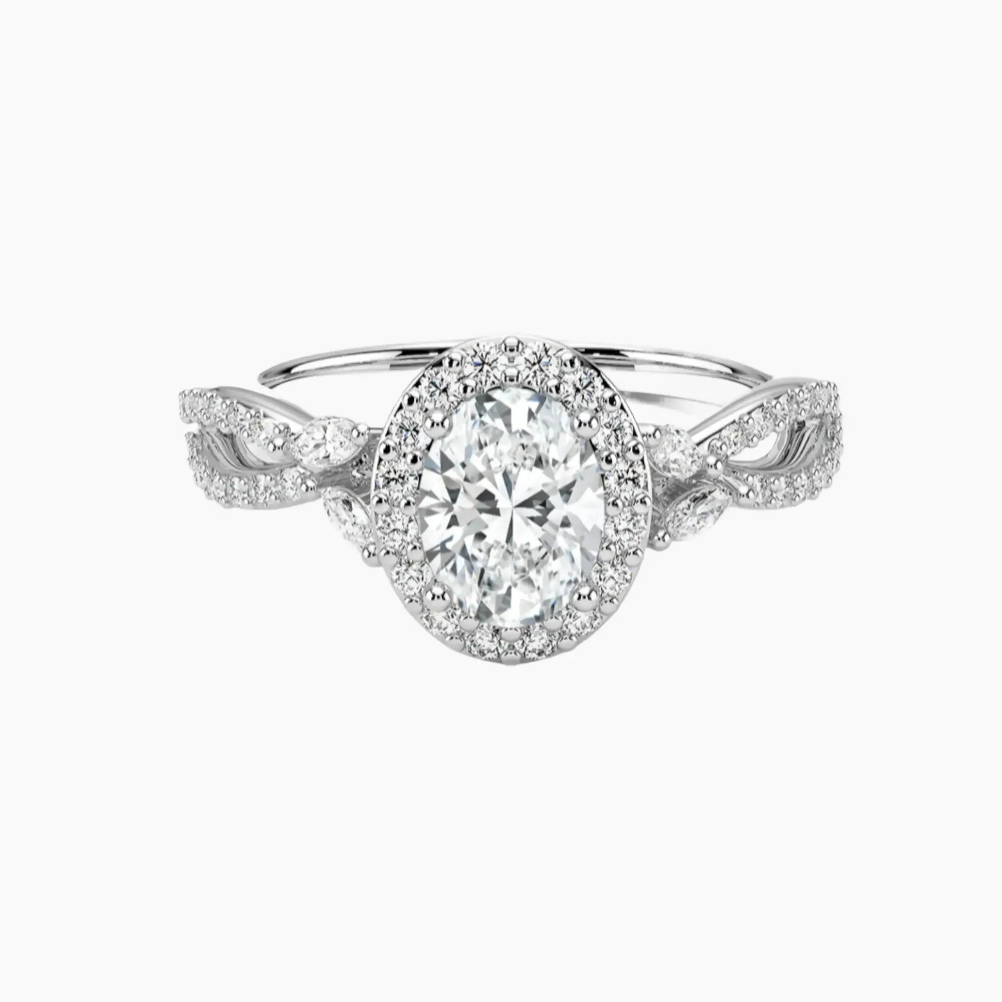 Nerissa Oval Designer 1 Carat Lab Grown Diamond Engagement Ring in 18K Yellow Gold