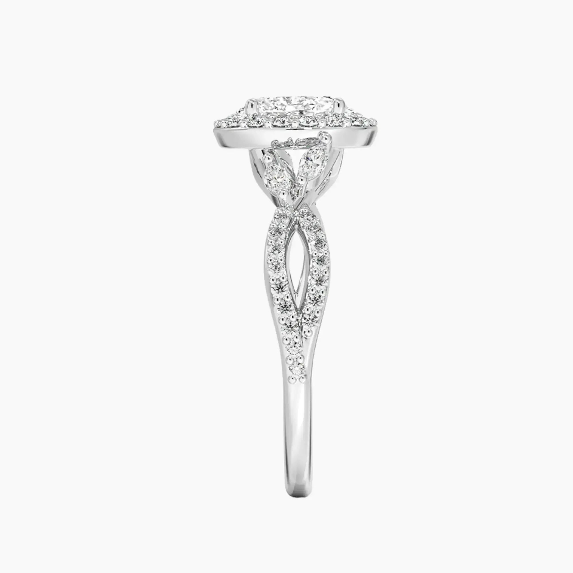 Nerissa Oval Designer Diamond Ring Setting in 14K White Gold