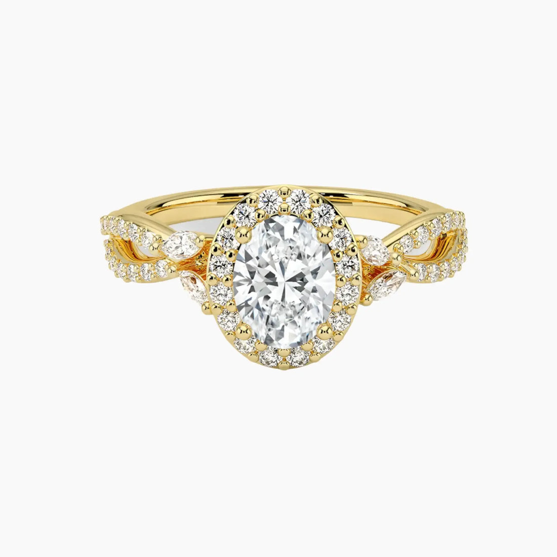 Nerissa Oval Designer 2 Carat Lab Grown Diamond Engagement Ring in 18K Yellow Gold
