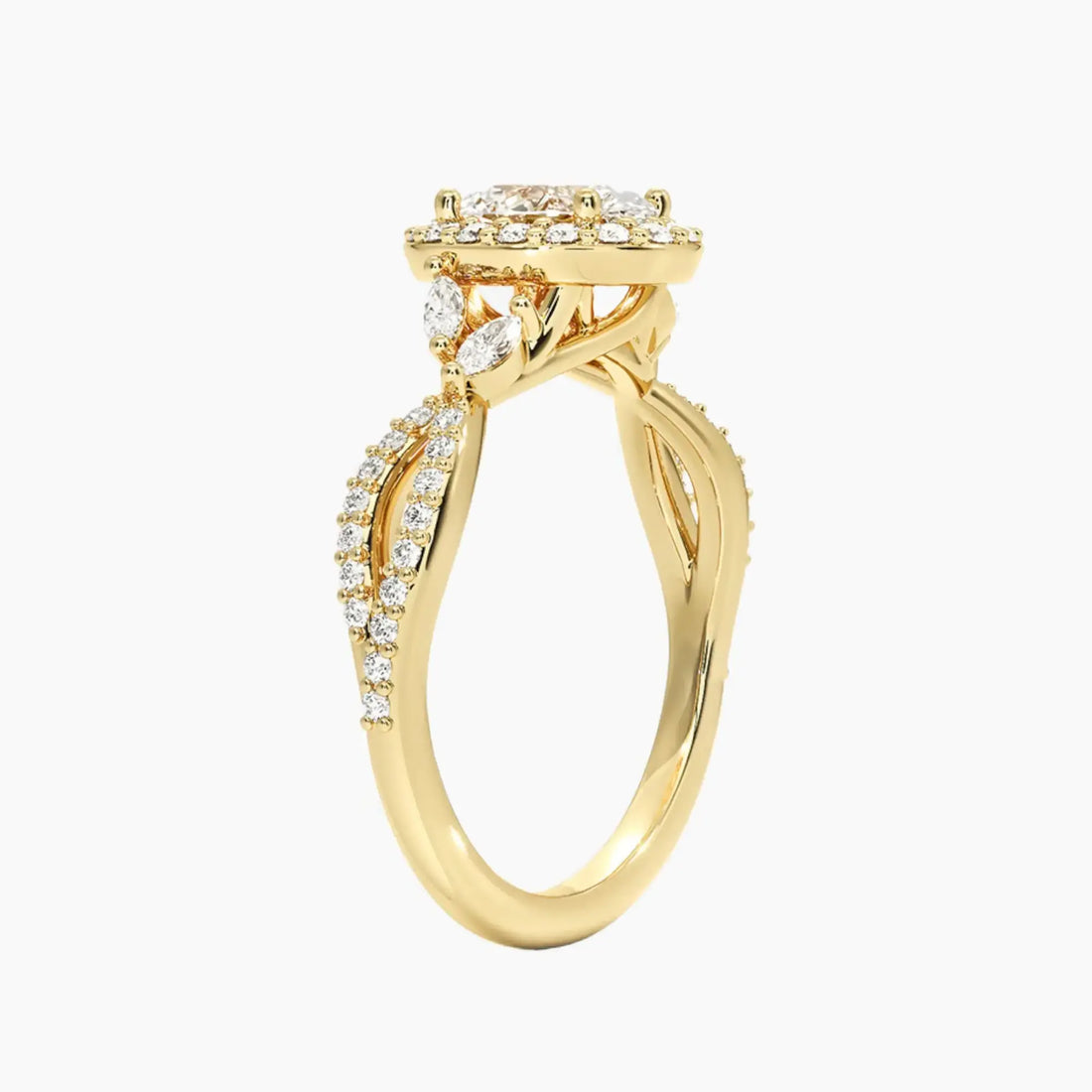 Nerissa Oval Designer Diamond Ring Setting in 18K Yellow Gold
