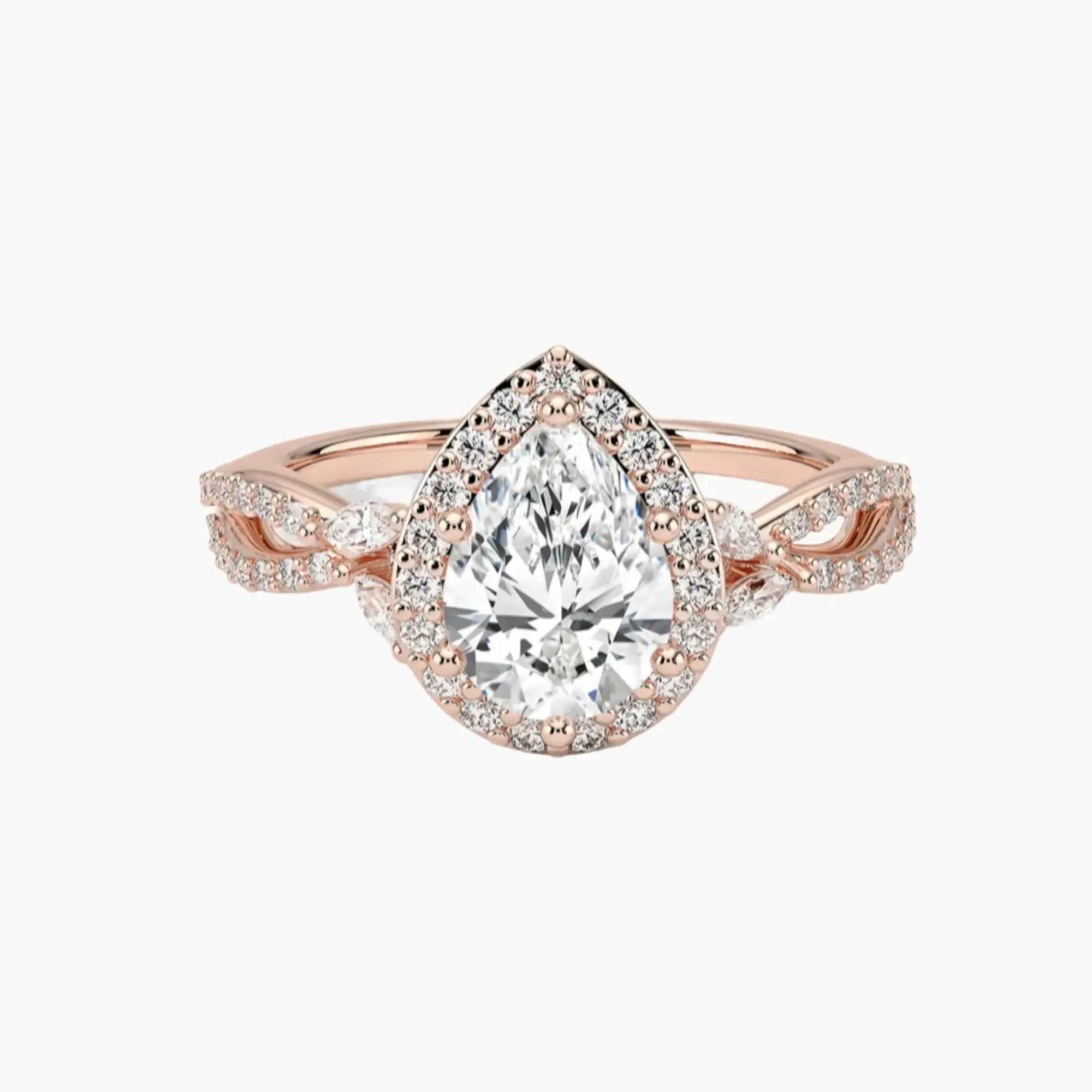 Nerissa Pear Designer 2.5 Carat Lab Grown Diamond Engagement Ring in 18K Yellow Gold
