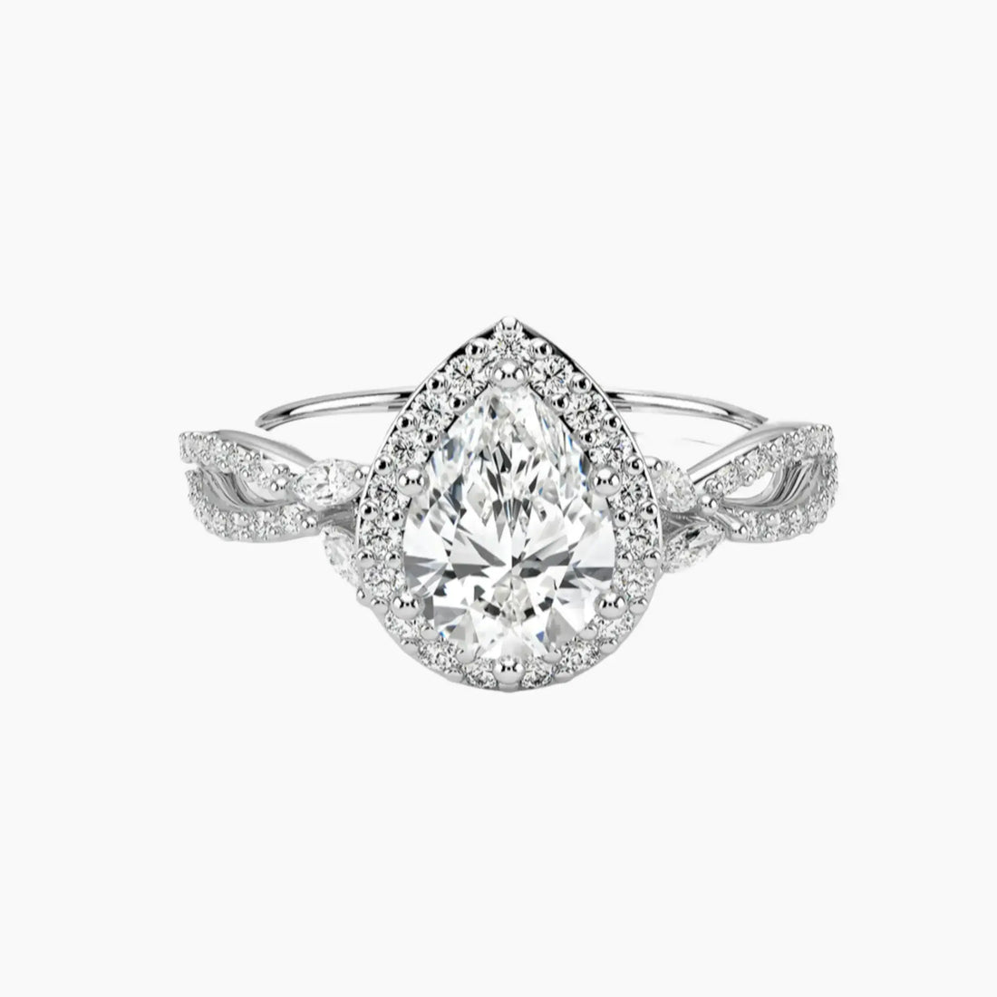 Nerissa Pear Designer 1.5 Carat Lab Grown Diamond Engagement Ring in 18K Rose Gold
