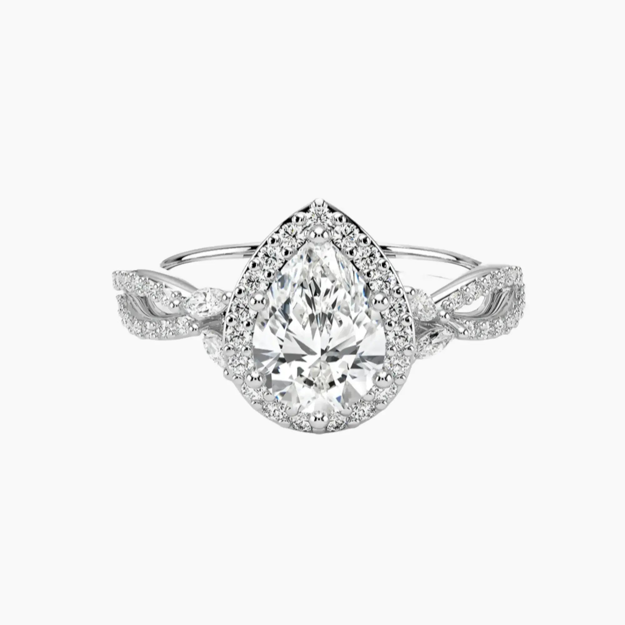 Nerissa Pear Designer 2 Carat Lab Grown Diamond Engagement Ring in 14K Rose Gold