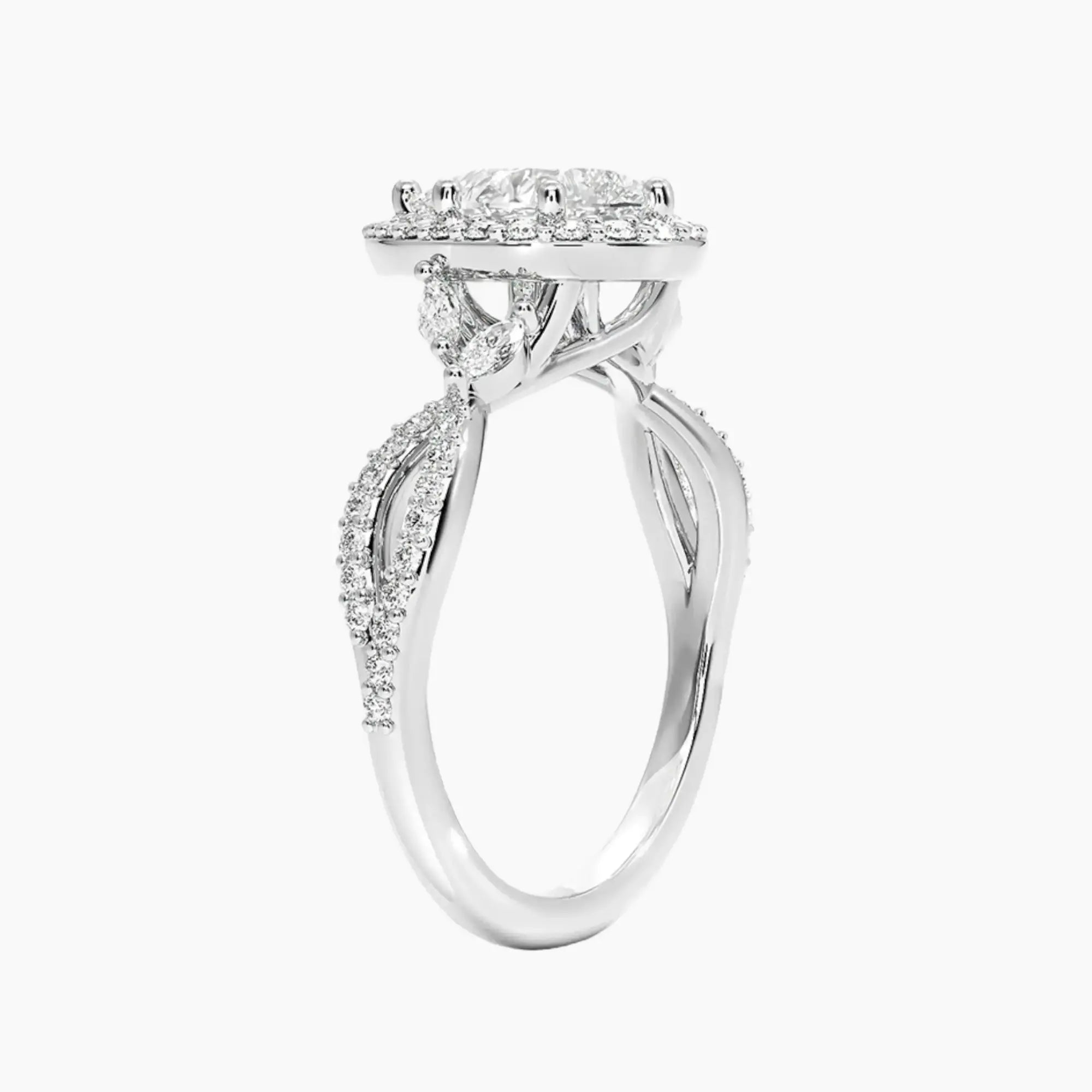 Nerissa Pear Designer Diamond Ring Setting in 18K White Gold