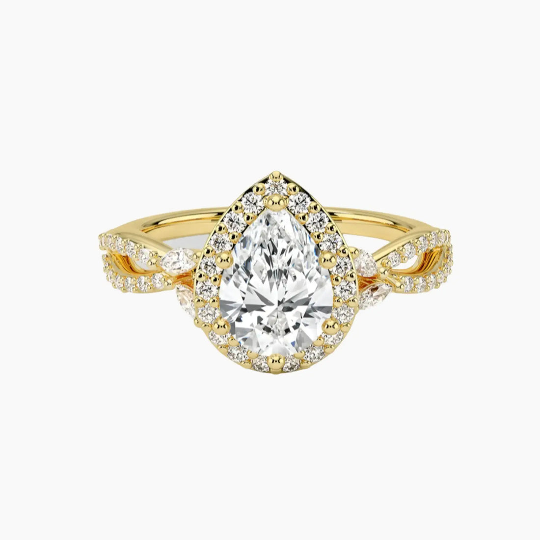 Nerissa Pear Designer Diamond Ring Setting in 14K White Gold