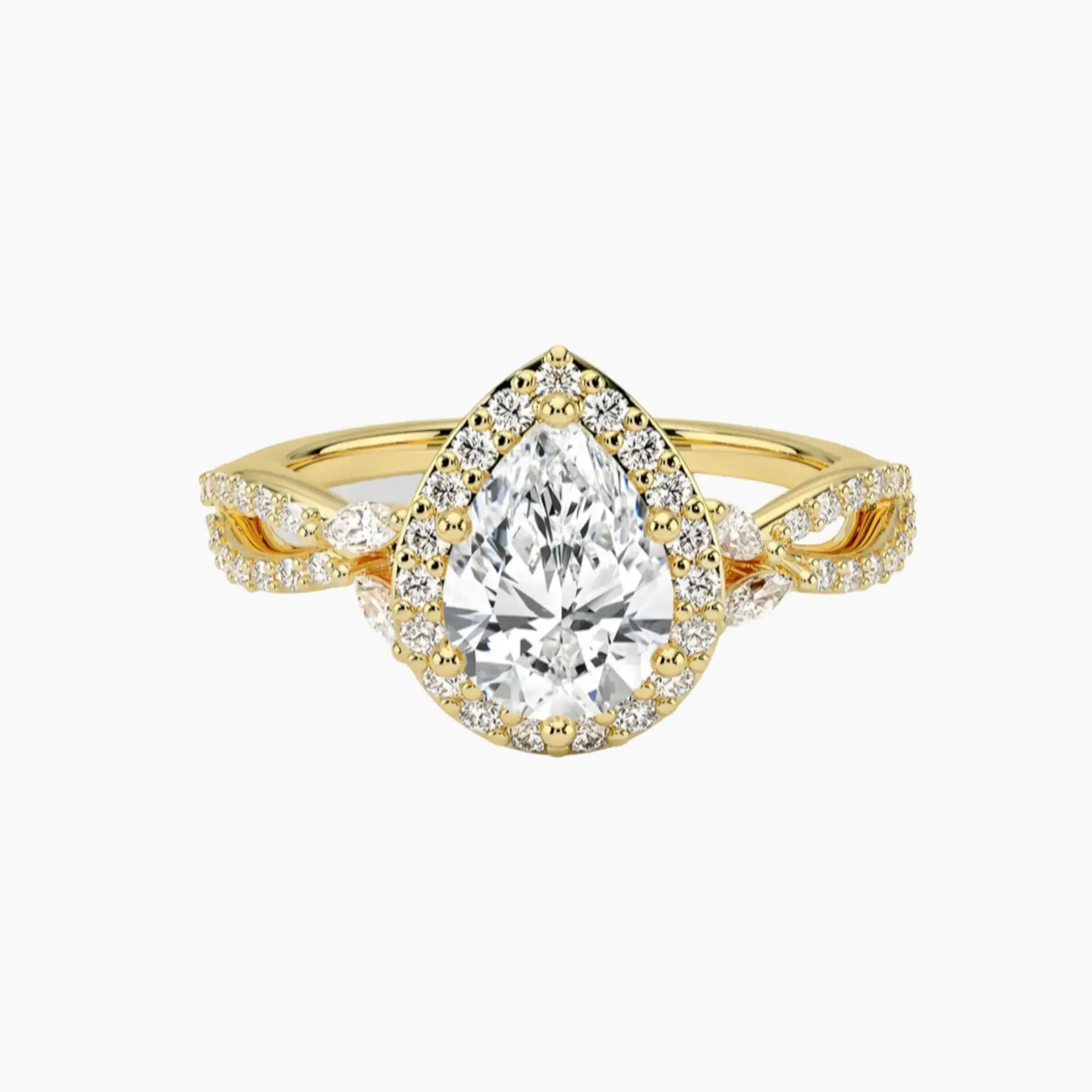 Nerissa Pear Designer 1.5 Carat Lab Grown Diamond Engagement Ring in 14K Rose Gold