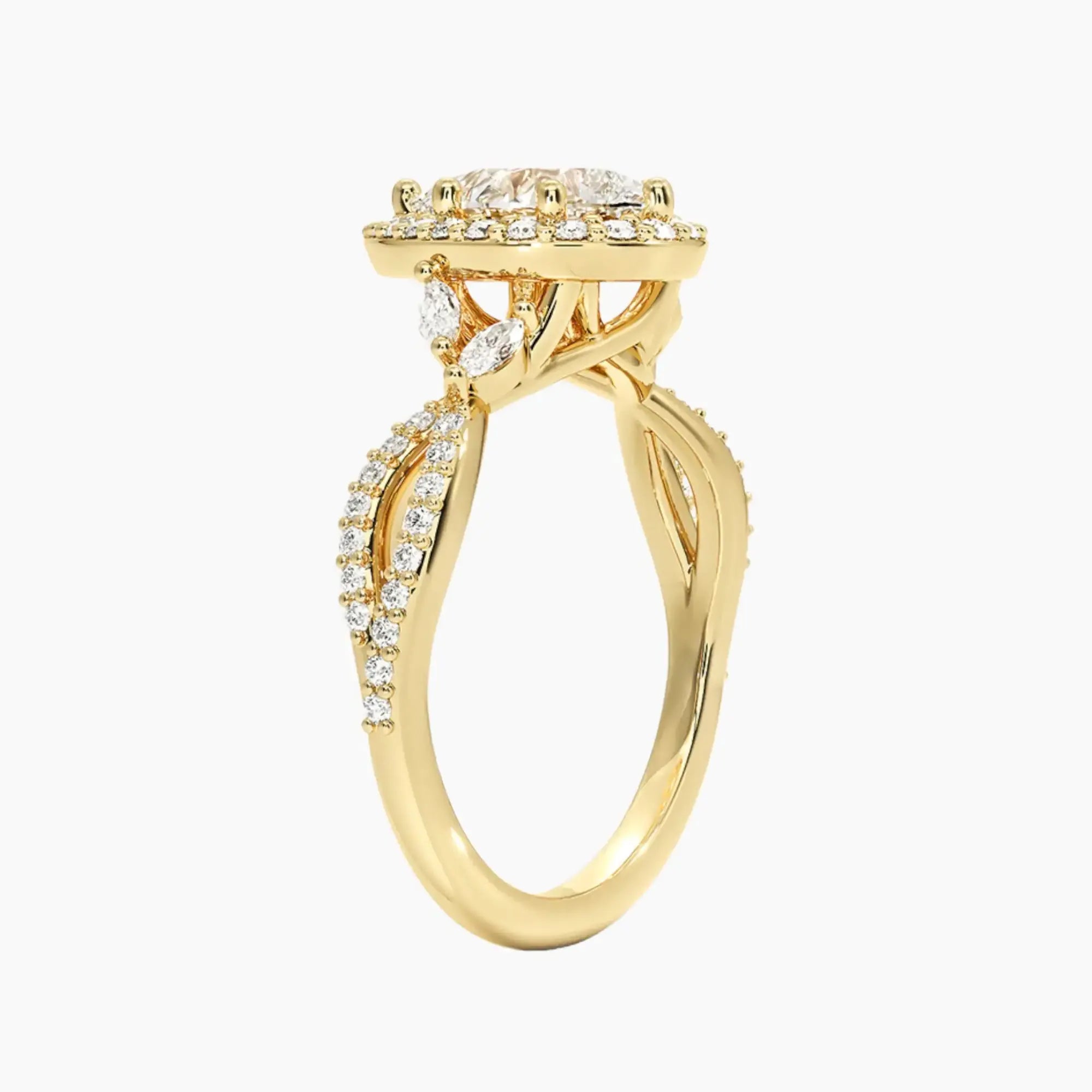 Nerissa Pear Designer 2.5 Carat Lab Grown Diamond Engagement Ring in 14K Yellow Gold