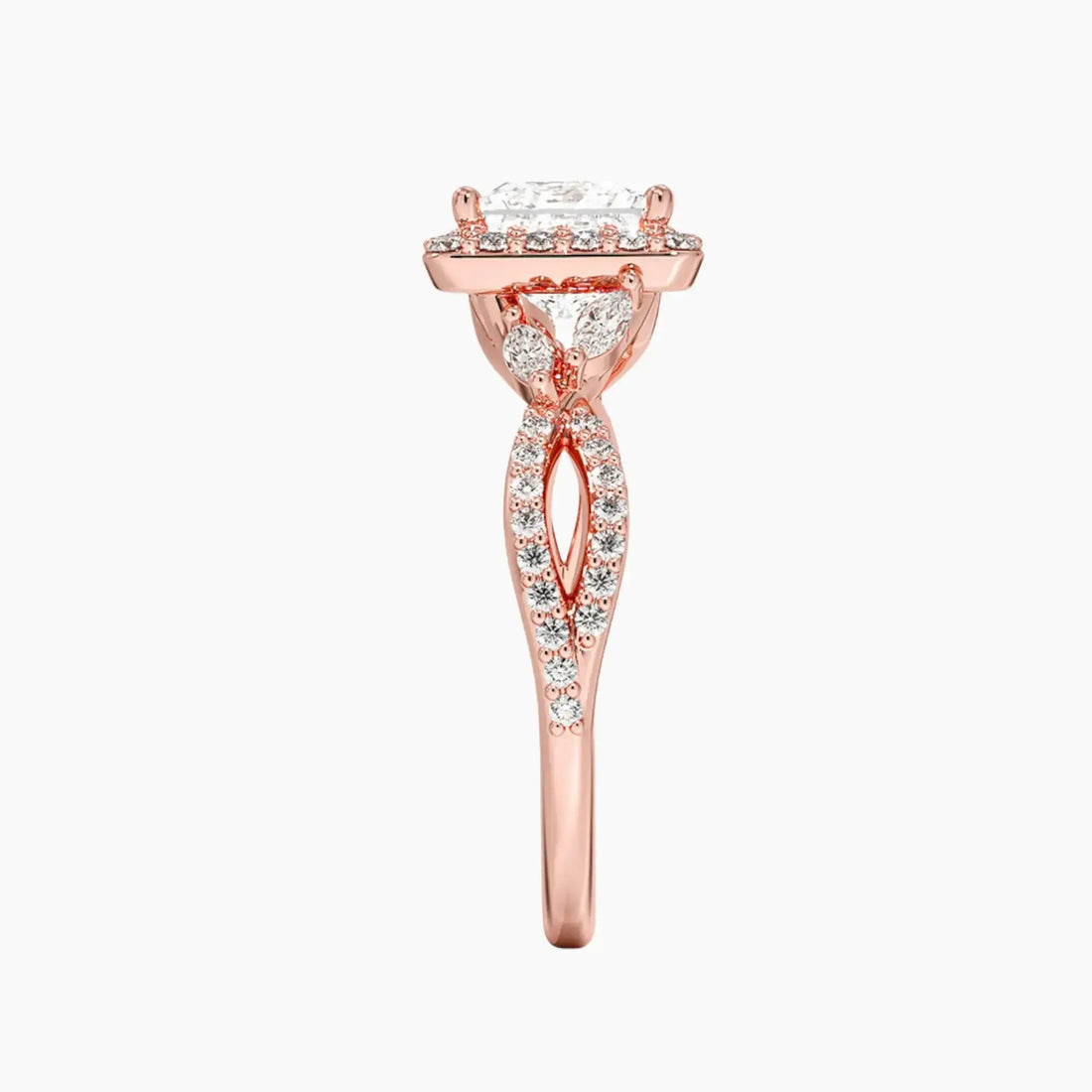 Nerissa Princess Designer 2.5 Carat Lab Grown Diamond Engagement Ring in 14K Rose Gold