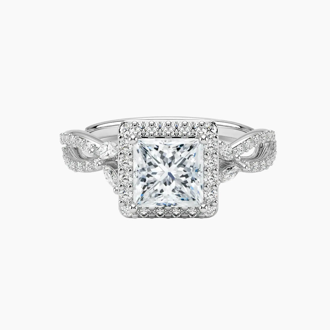 Nerissa Princess Designer 1.5 Carat Lab Grown Diamond Engagement Ring in 18K White Gold