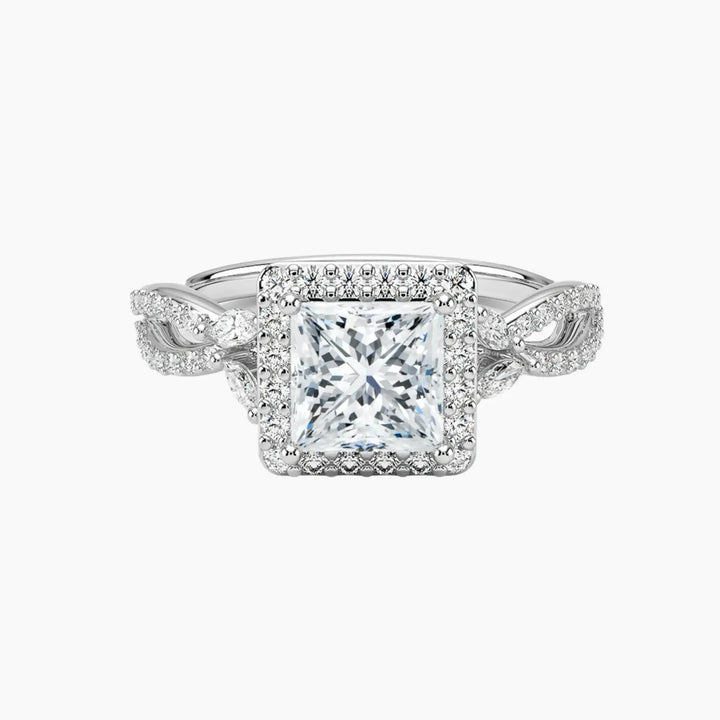 Nerissa Princess Designer 3 Carat Lab Grown Diamond Engagement Ring in 14K White Gold