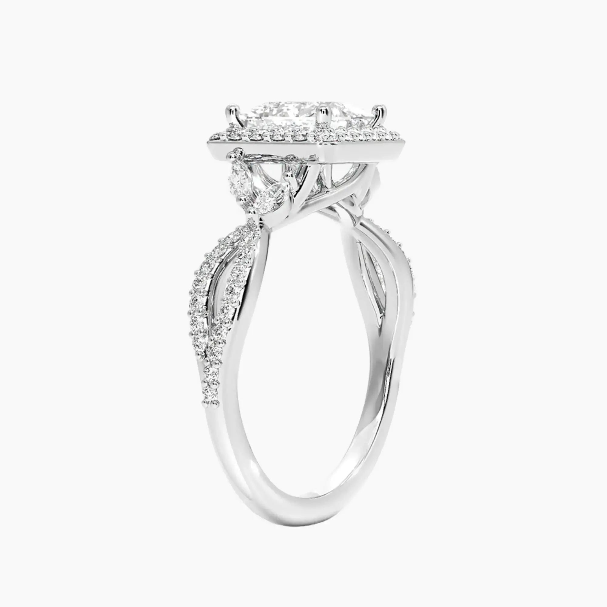 Nerissa Princess Designer Diamond Ring Setting in 14K White Gold