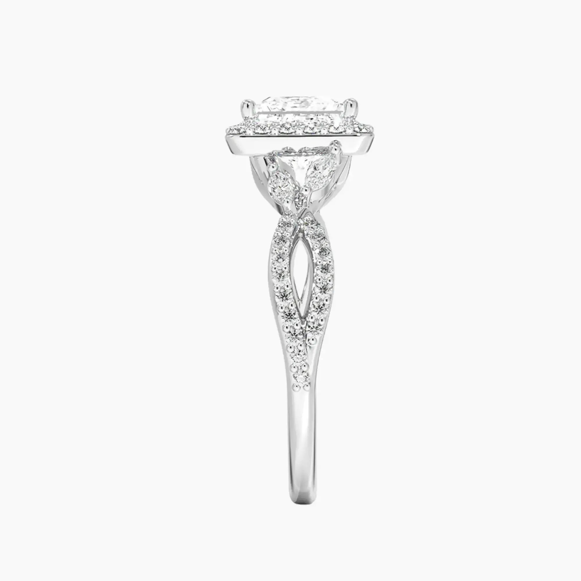 Nerissa Princess Designer Diamond Ring Setting in 14K White Gold