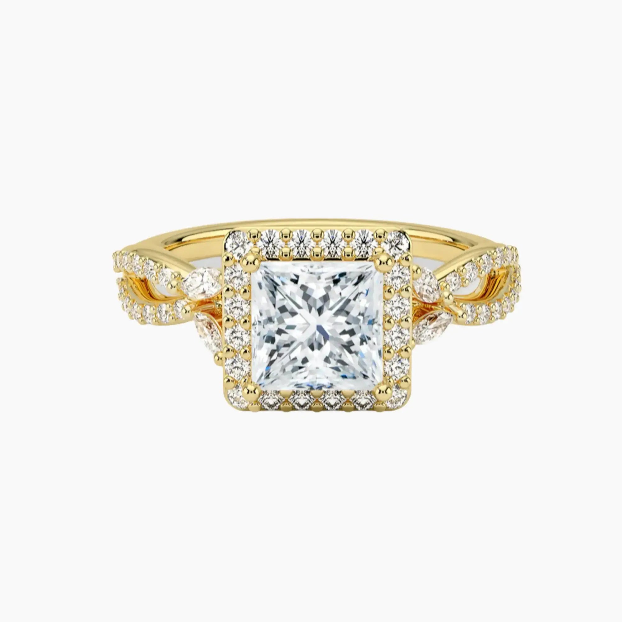 Nerissa Princess Designer 3 Carat Lab Grown Diamond Engagement Ring in 14K White Gold