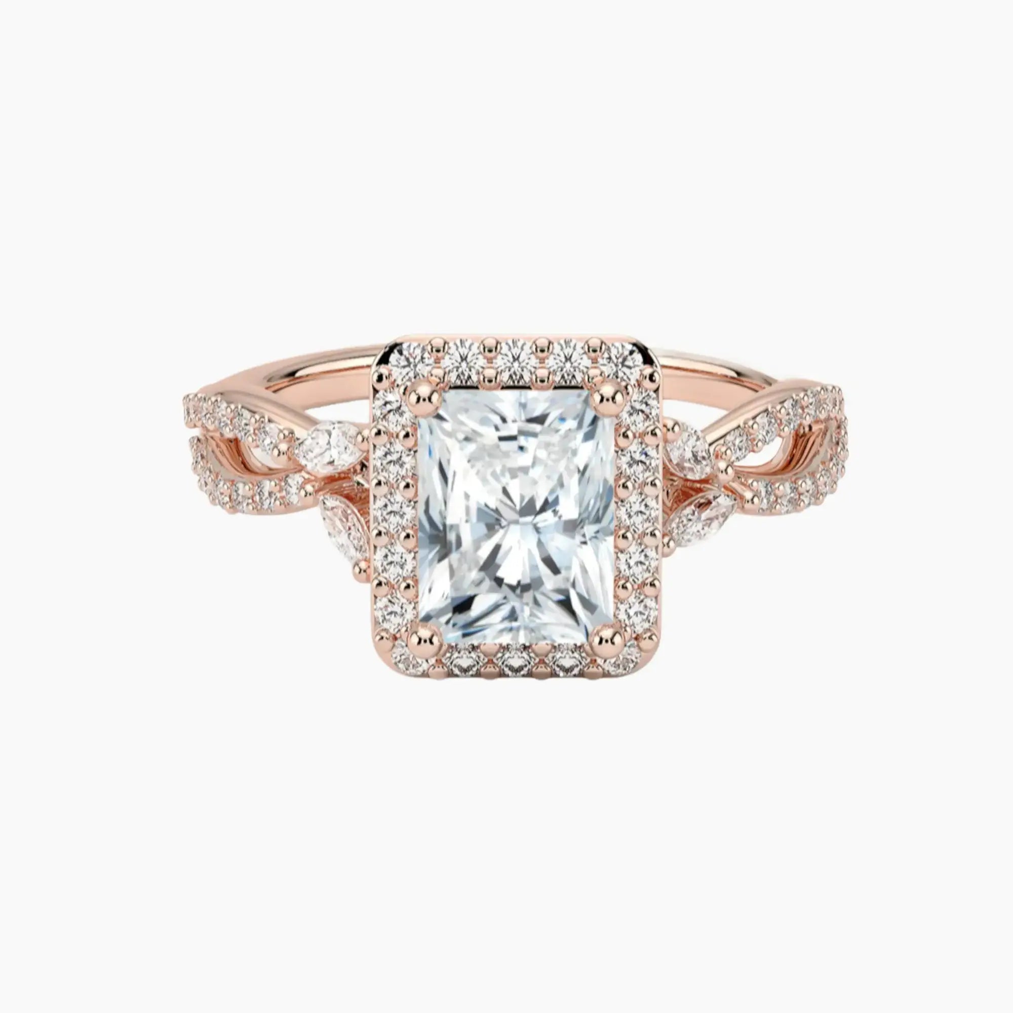 Nerissa Radiant Designer 3 Carat Lab Grown Diamond Engagement Ring in 14K White Gold