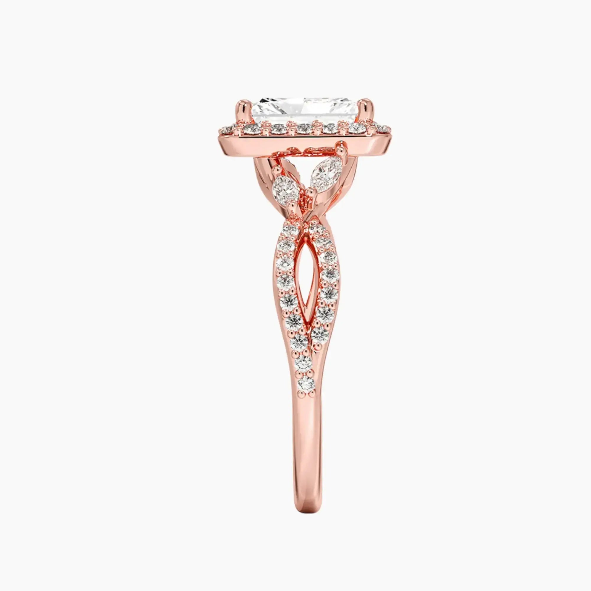 Nerissa Radiant Designer 1.5 Carat Lab Grown Diamond Engagement Ring in 14K White Gold
