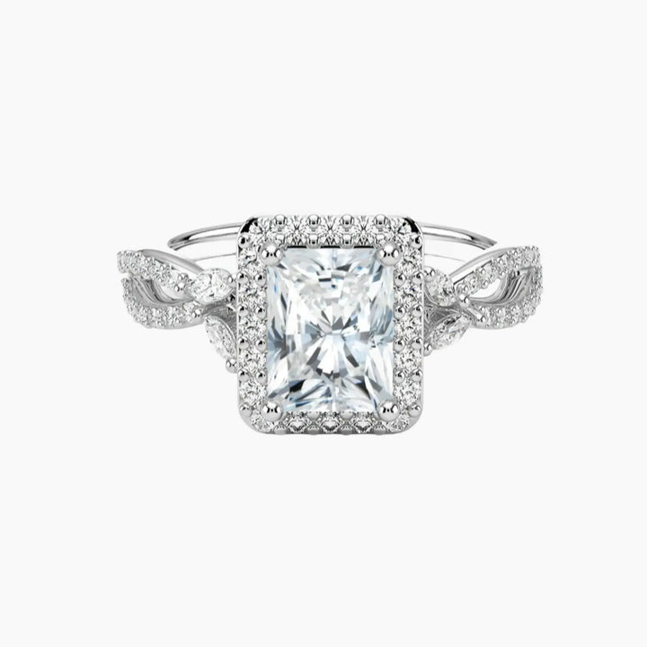 Nerissa Radiant Designer 3 Carat Lab Grown Diamond Engagement Ring in 14K White Gold