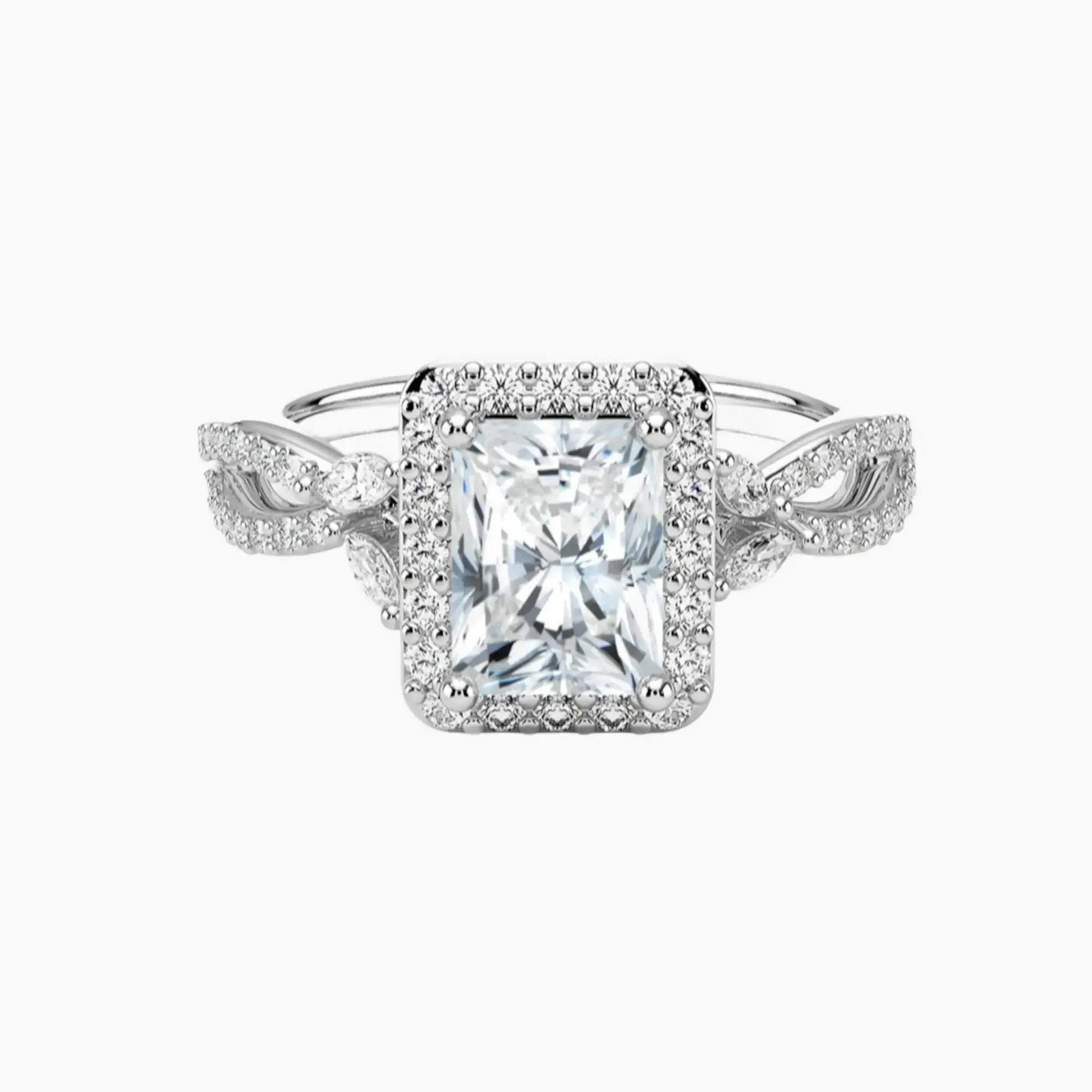 Nerissa Radiant Designer 2 Carat Lab Grown Diamond Engagement Ring in 14K White Gold