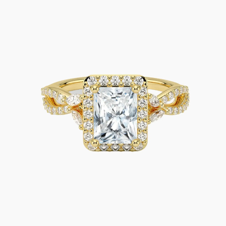 Nerissa Radiant Designer 1.5 Carat Lab Grown Diamond Engagement Ring in 18K Yellow Gold