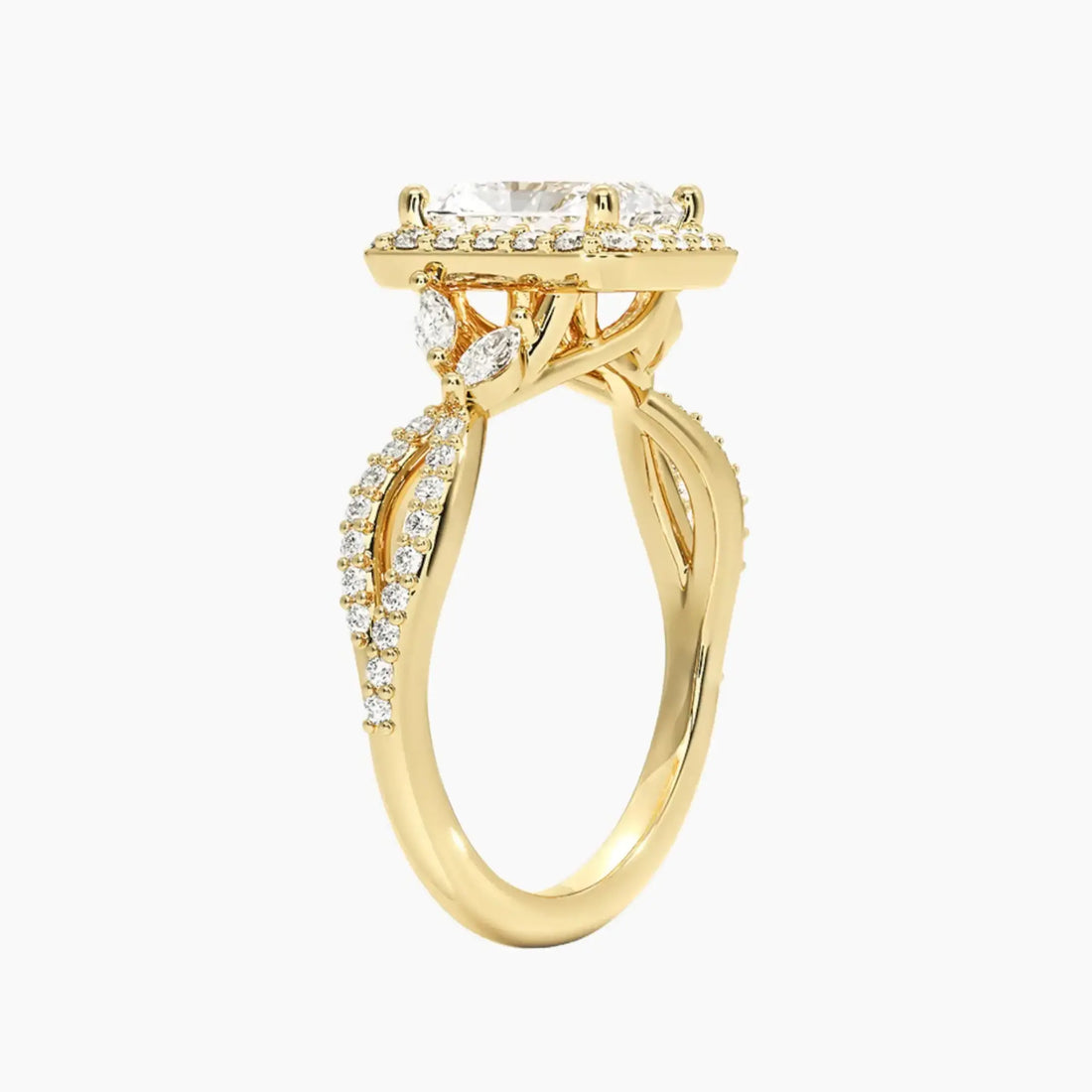 Nerissa Radiant Designer Diamond Ring Setting in 18K White Gold