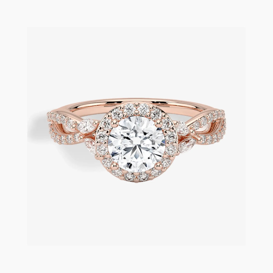 Nerissa Round Designer 1 Carat Lab Grown Diamond Engagement Ring in 14K Yellow Gold