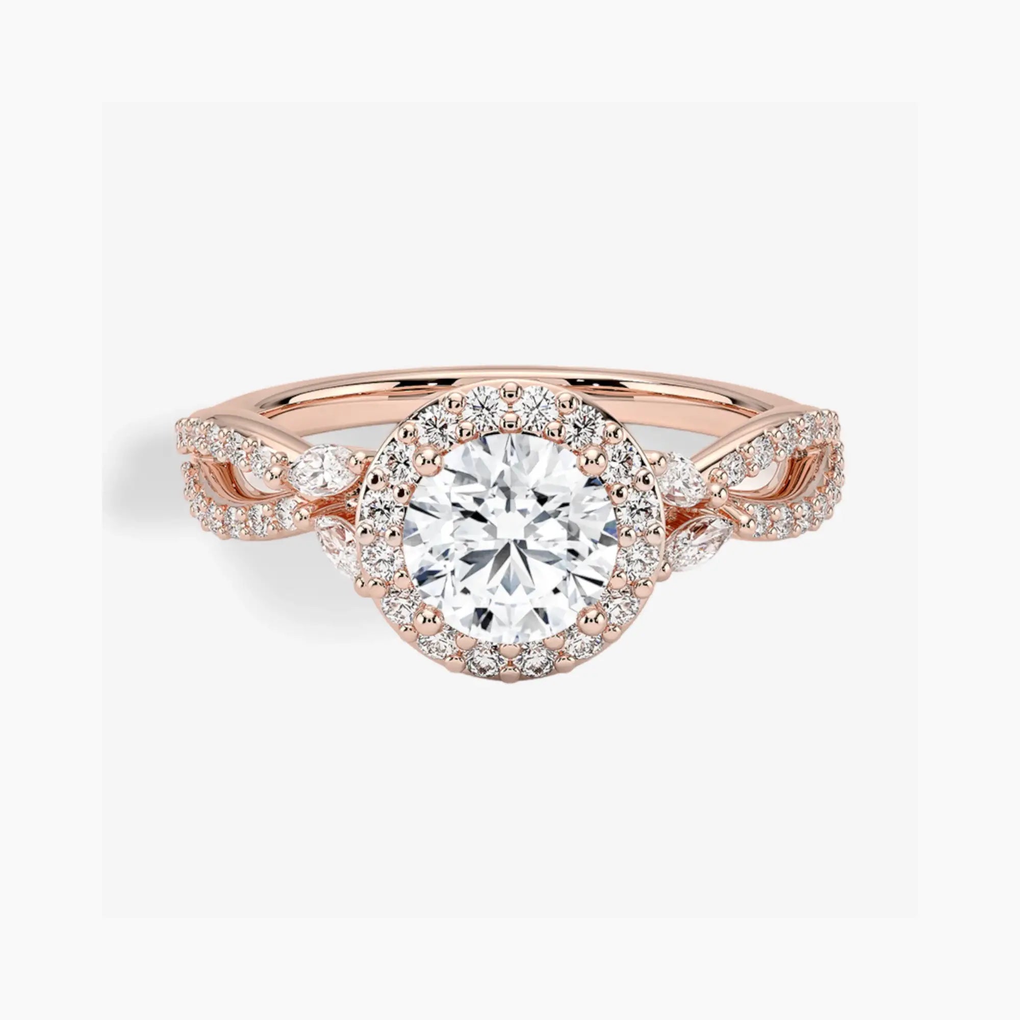 Nerissa Round Designer 2.5 Carat Lab Grown Diamond Engagement Ring in 14K Yellow Gold