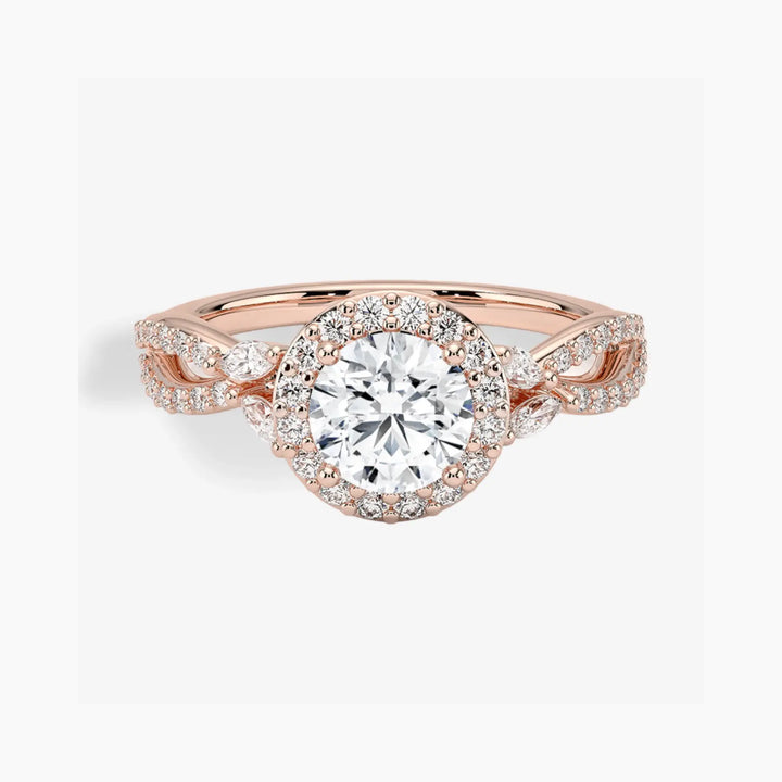 Nerissa Round Designer 2 Carat Lab Grown Diamond Engagement Ring in 14K Rose Gold