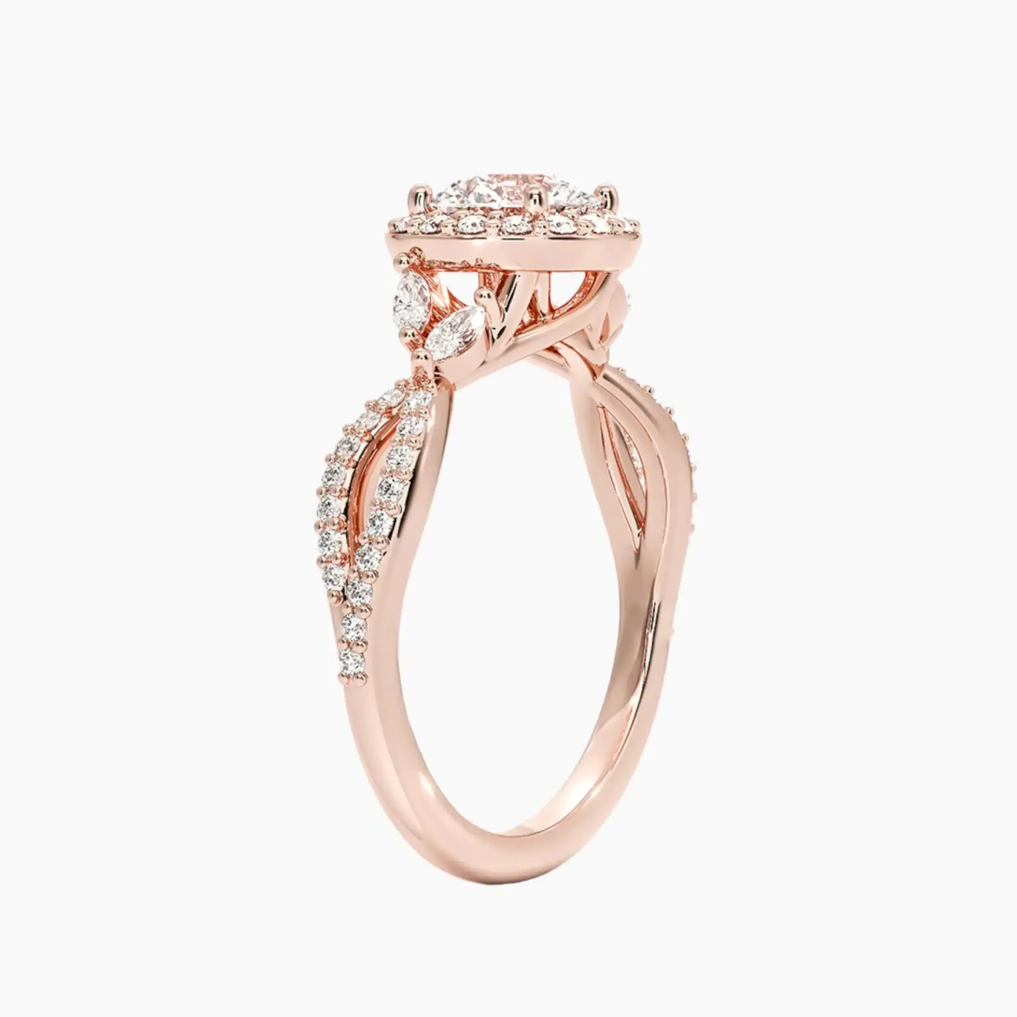 Nerissa Round Designer Diamond Ring Setting in 14K Rose Gold