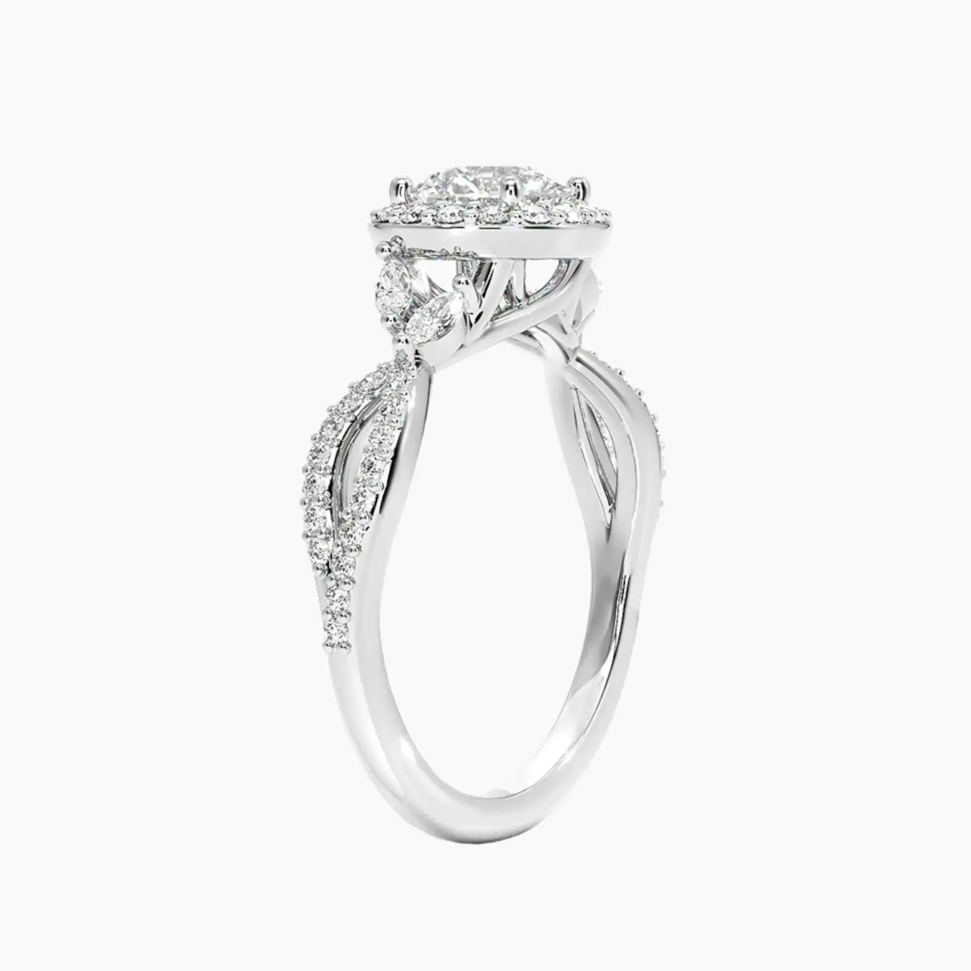 Nerissa Round Designer Diamond Ring Setting in 18K Rose Gold