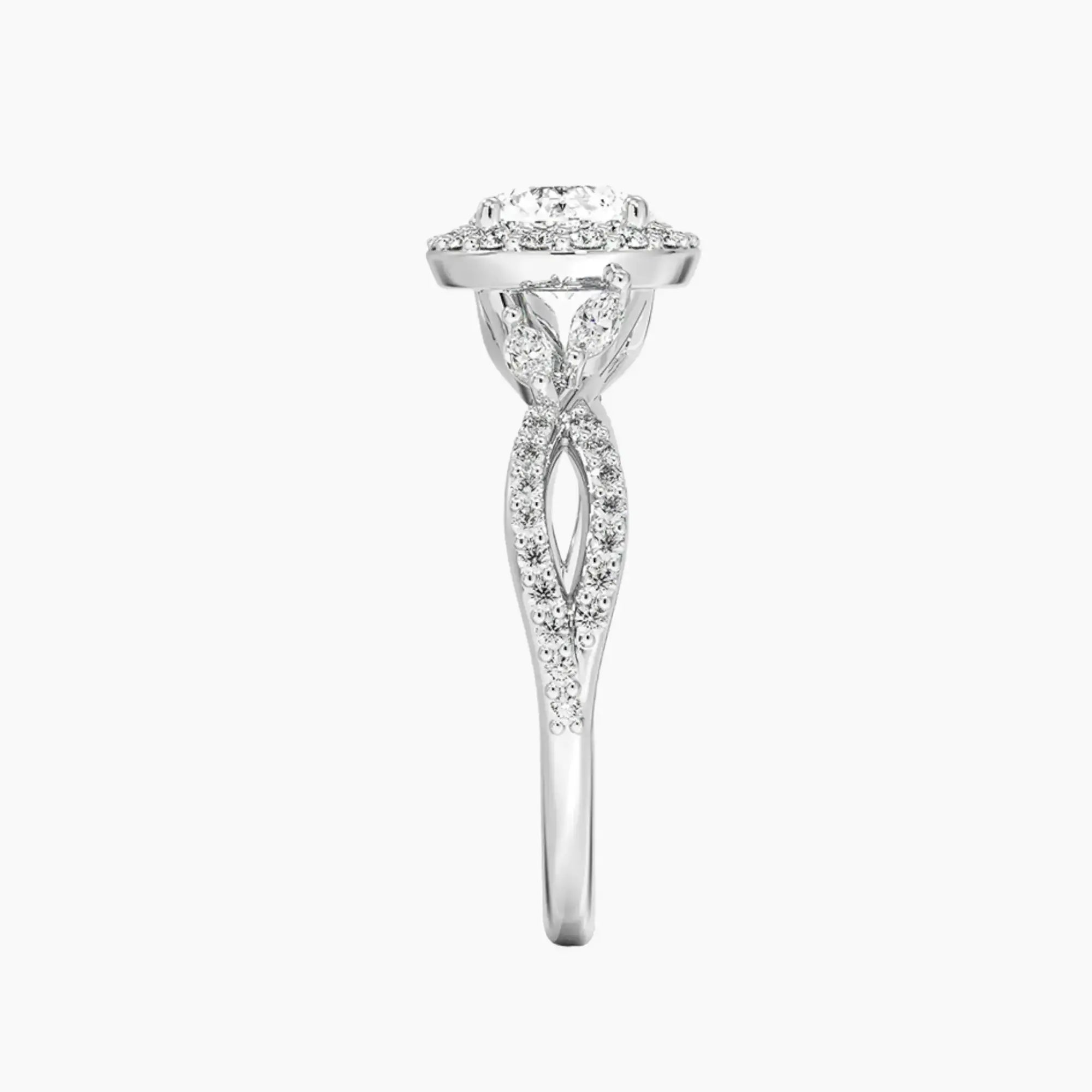 Nerissa Round Designer Diamond Ring Setting in 18K Yellow Gold